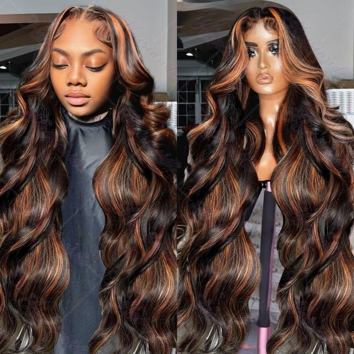 Agairl Highlight Ombre Lace Front Wig Human Hair Fb/30 13X6 Body Wave Hd Lace Front Wigs Human Hair Pre Plucked 210% Density Hd Lace Frontal Wig Glueless Wigs For Women 26 Inch