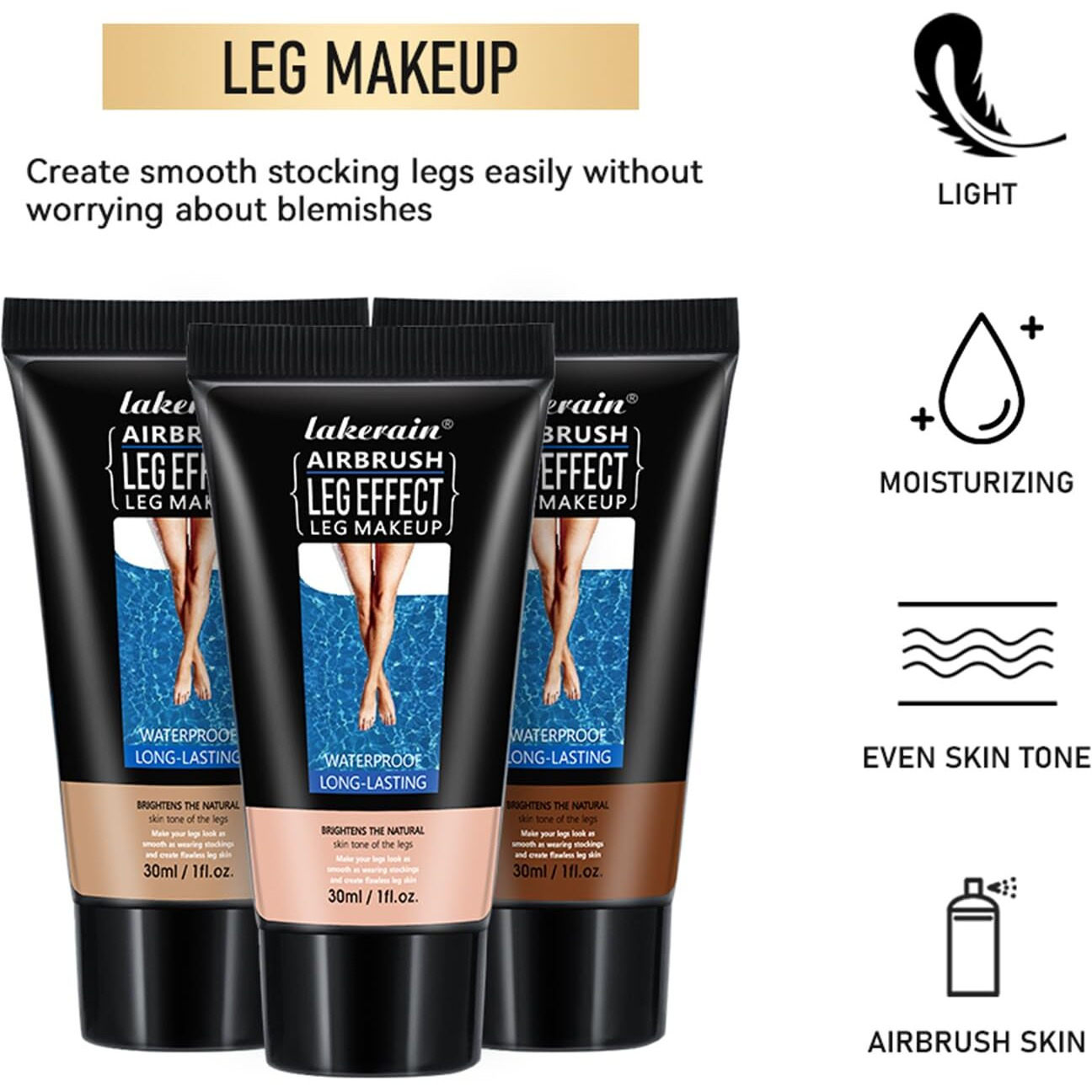 Waterproof Leg Makeup No Transfer,Full Coverage Body Concealer For Legs, Vein Cover-Up Cream, Even Skin Tone, Natural Tan Finish, Instant Tanning Flawless Legs,Body Foundation (01 Fairest Glow, 30Ml)