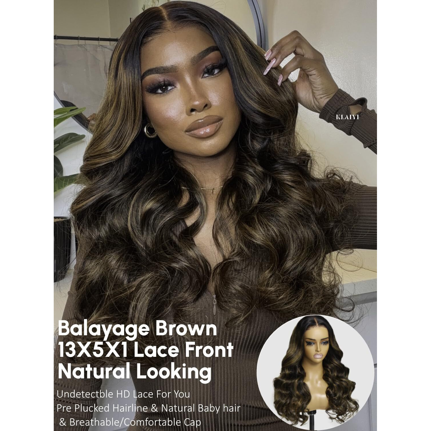 Klaiyi Ombre Brown Body Wave Lace Front Wigs Human Hair Highlight Balayage 13X4X1 T Part Ear To Ear Lace Wig Pre Plucked With Baby Hair Easy To Wear And Go Wigs For Black Women Natural Hairline 26Inch