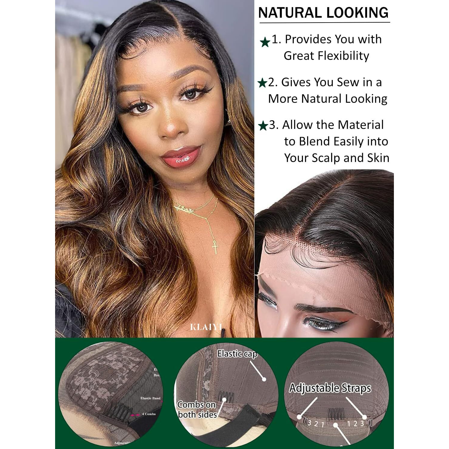Klaiyi Ombre Brown Body Wave Lace Front Wigs Human Hair Highlight Balayage 13X4X1 T Part Ear To Ear Lace Wig Pre Plucked With Baby Hair Easy To Wear And Go Wigs For Black Women Natural Hairline 26Inch