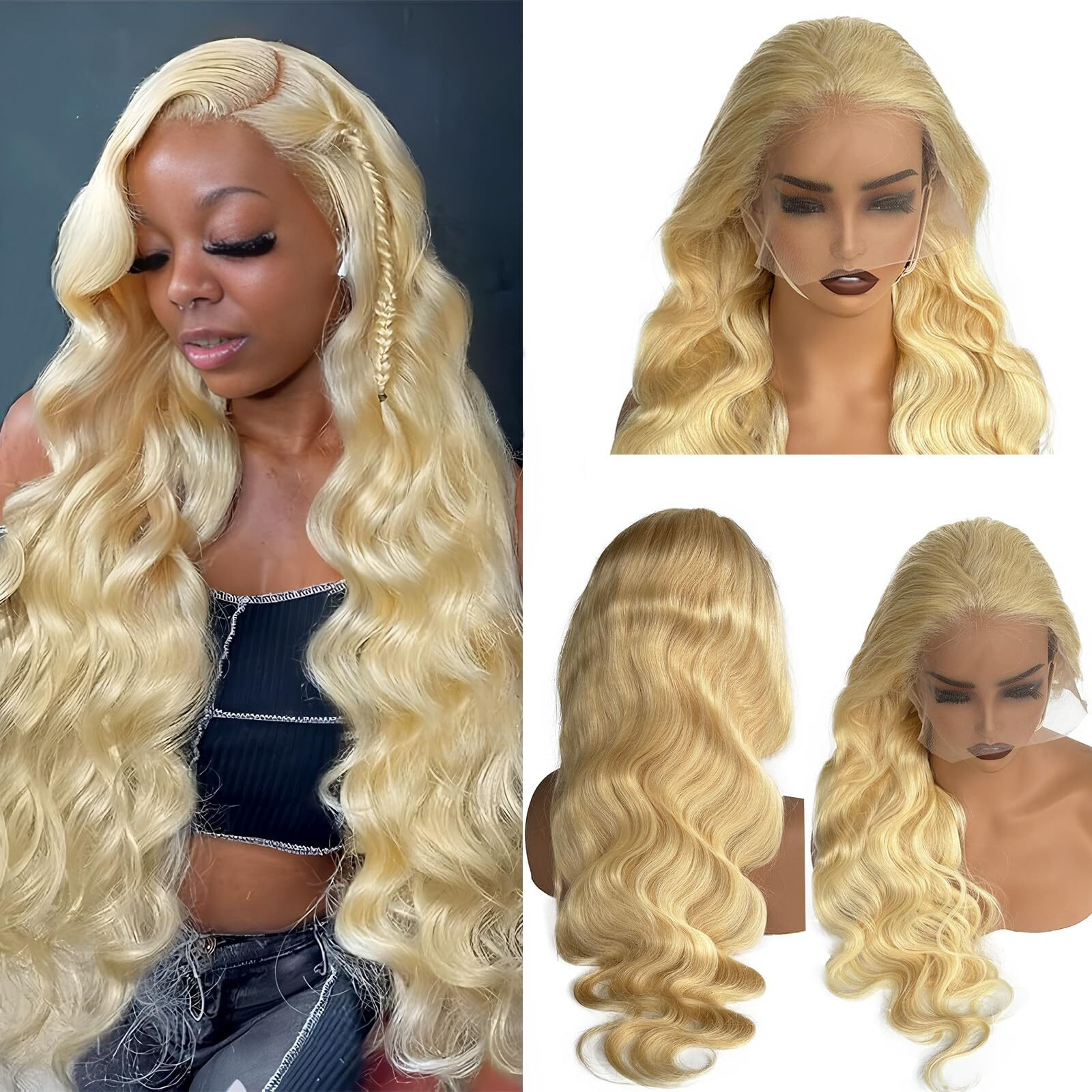 13X6 613 Lace Front Wig Human Hair 24 Inch Straight Body Wave Lace Front Wigs Human Hair 180% Density 613 Hd Lace Frontal Wig Pre Plucked Blonde Glueless Wigs Free Part