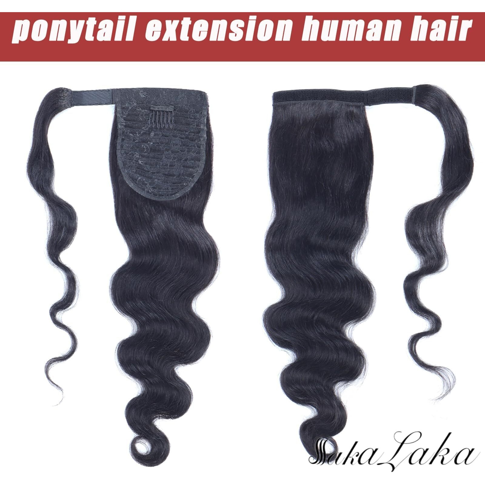 Ponytail Extension Human Hair Clip In Pony Tail Hair Extensions For Black Women Curly Wave Thick Natural Looking Hair Pieces Body Wave Human Hair Ponytail(16Inch)