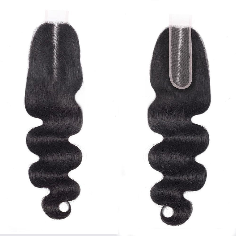 2X6 Lace Closure Body Wave Human Hair Transparent 2 By 6 Hd Lace Closure 14Inch 100% Brazilian Virgin Unprocessed Middle Part Human Hair Kim K Closure With Baby Hair Natural Color