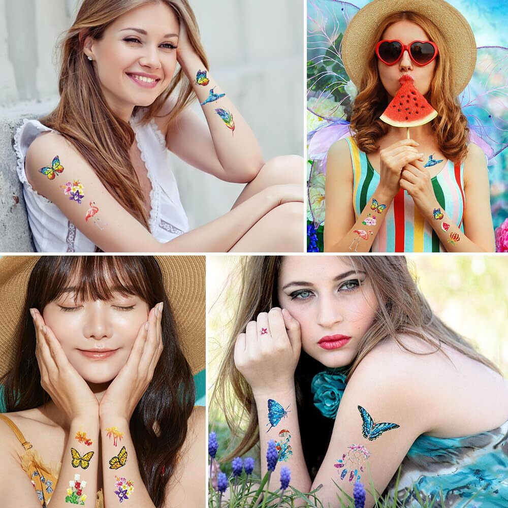Butterfly Temporary Tatto For Kids Waterproof Colorful Temporary Tattoos Fake Tattoos That Look Real And Last Long Tattoo Stickers Watercolor Mixed Style Body Art Temporary Tattoos For Women Girls