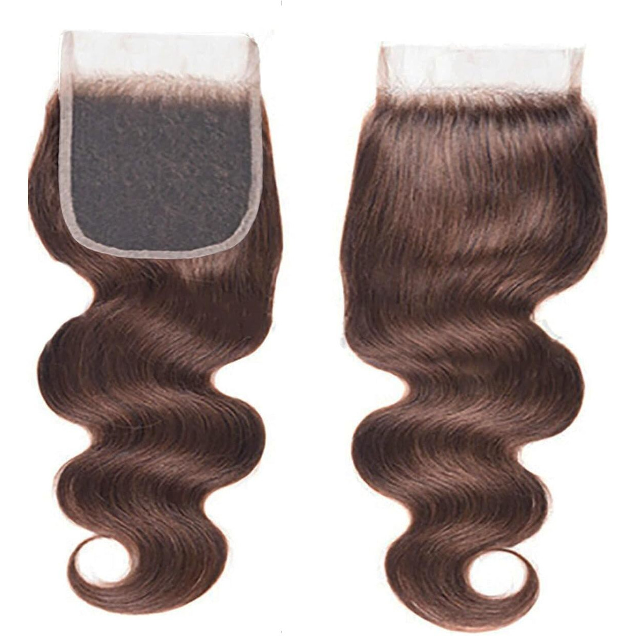 5X5 Chocolate Brown 4 Closure Body Wave 100% Human Hair Plucked With Baby Hair Naturel Hairline 5 By 5 Hd Transparent Lace Closure 16 Inch