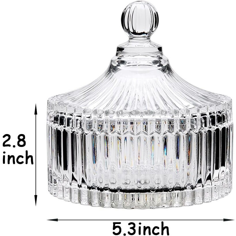 2 Pack Extra Large 5.2"" Beige Powder Puffs And 5.3"" Glass Container - Oversized Soft Body & Face Large Powder Puff Dusting Powder Jar Holder Case(Clear Glass)