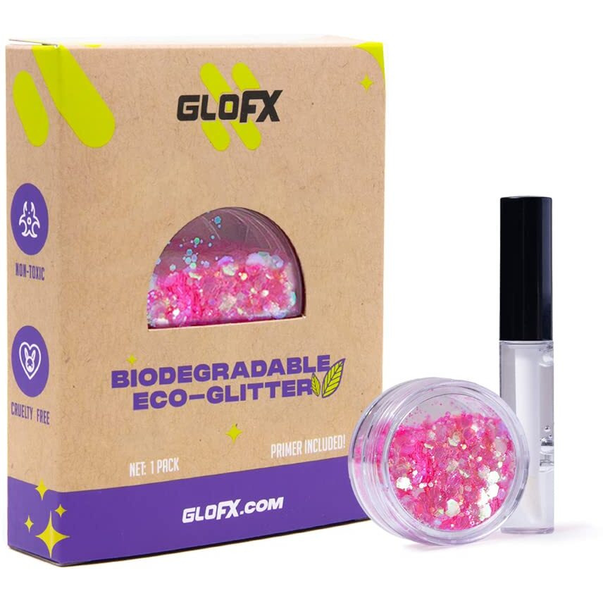 Pink Biodegradable Glitter Makeup | Plant Based, Eco Friendly, Hair Glitter, Face Glitter Or Body Glitter | Cosplay, Edm Music Festival And Rave Makeup Accessory | 5 Grams Of Chunky Glitter