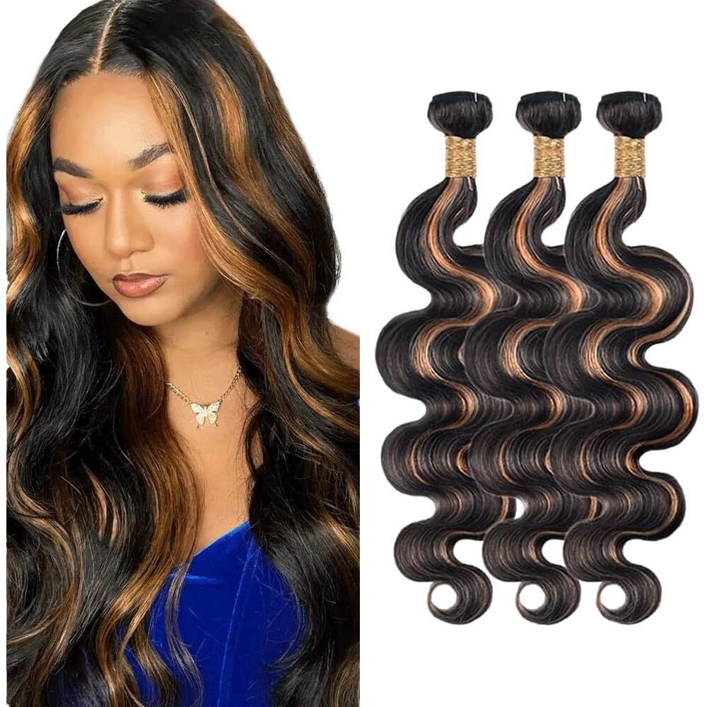 Fridnae Hair 26 28 30 Inch P1B30 Bundles Ombre Brown Body Wave Human Hair Bundle Two Tone Black Mixed With Light Brown Bundle Highlight Body Wave Bundles