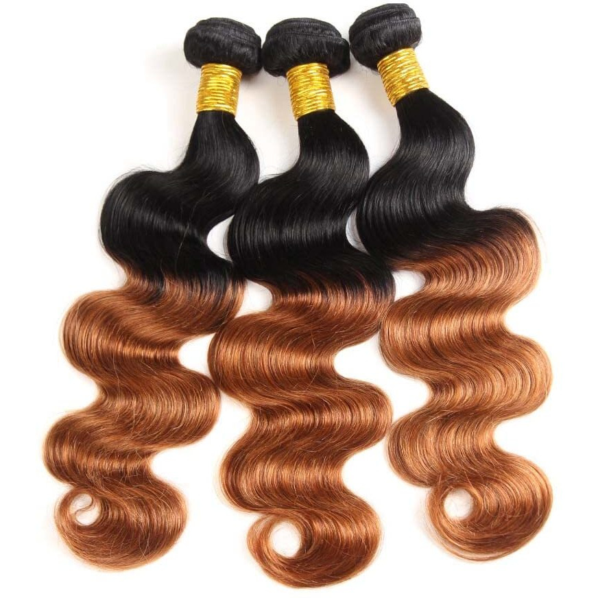 24 26 28 Inch Brown Human Hair Bundles 1B30 Human Hair Ombre Bundles Brown Body Wave Bundles Human Hair Grade 8A Ombre Tow Tone Brazilian Remy Human Hair Brown Body Wave Bundles