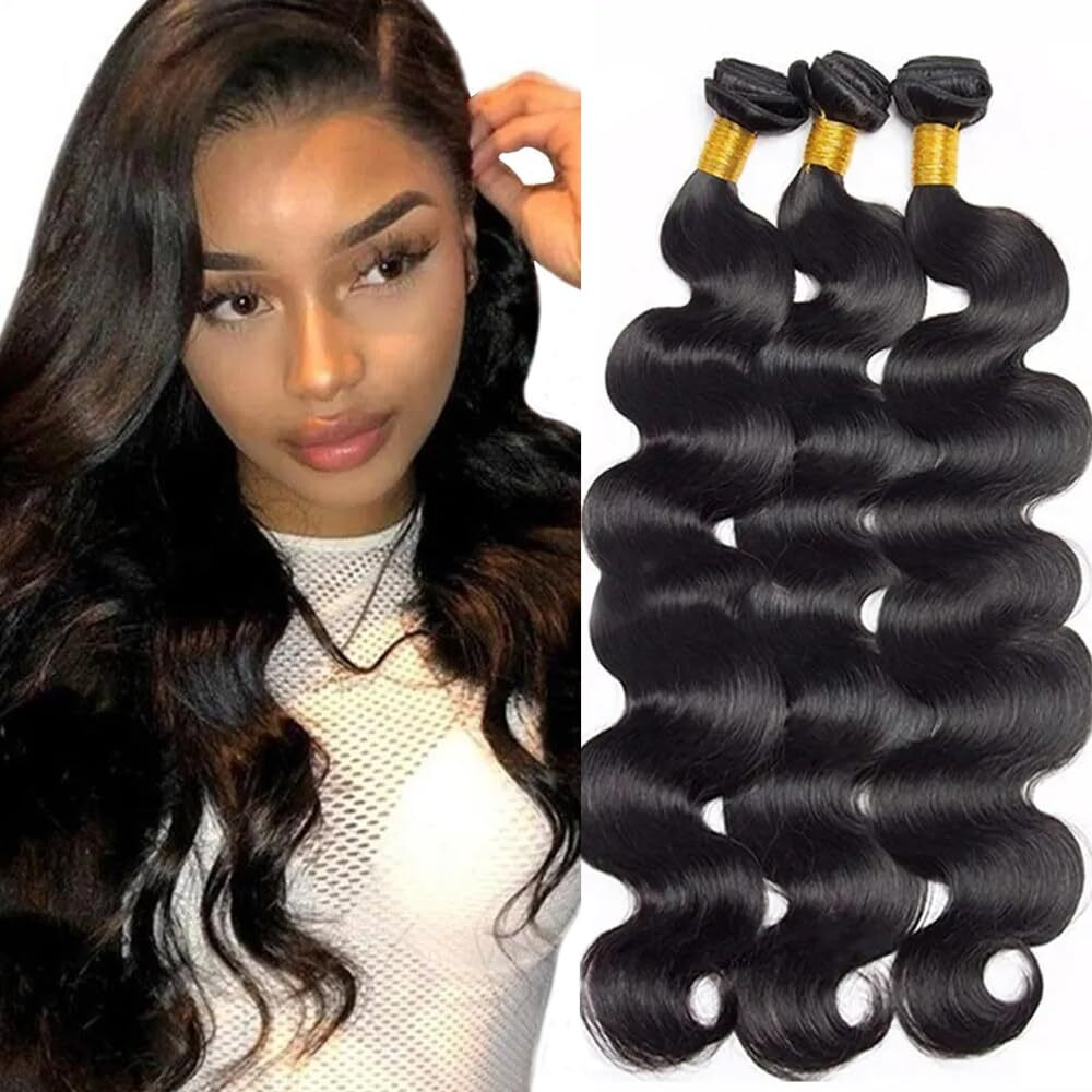 Body Wave Bundles Natural Black Human Hair Bundles 24 26 28 Inch Healthy And Soft Bundle Hair Weave Brazilian Virgin Remy Hair Extensions Wet And Wavy