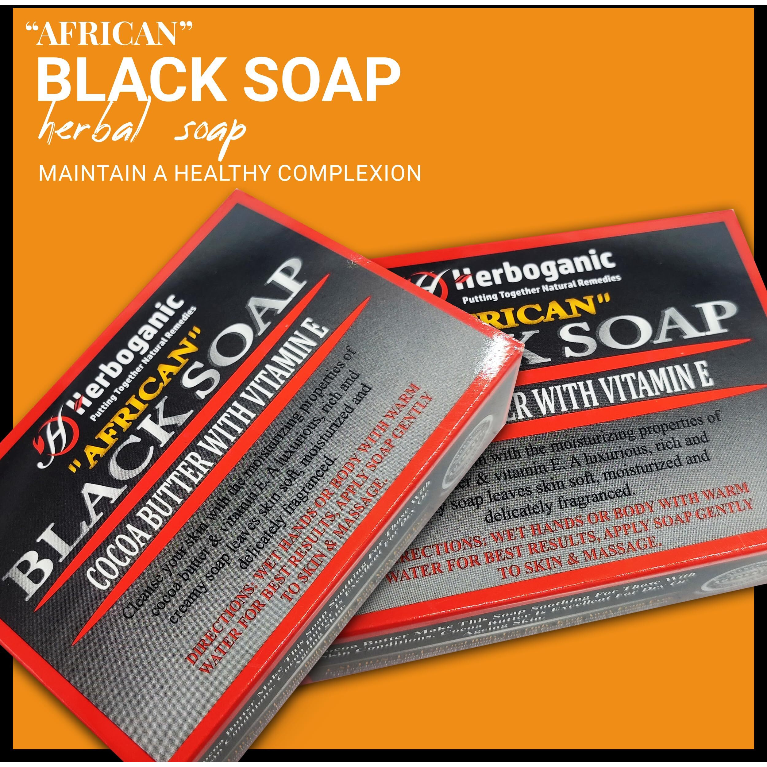 Herboganic Black Soap With Cocoa Butter Herbal Soap | Pack Of 3 Of 5Oz Soap Bar | Natural Bar Soap For Face And Body | Hydrating And Nourishing | Suitable For Men And Women
