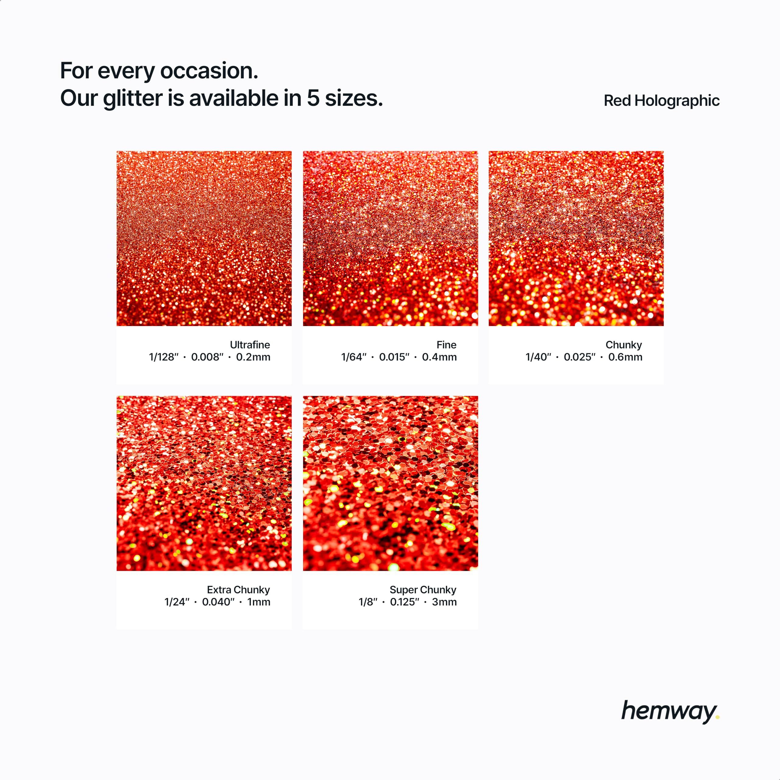 Hemway Eco Friendly Biodegradable Glitter 100G / 3.5Oz Bio Cosmetic Safe Sparkle Vegan For Face, Eyeshadow, Body, Hair, Nail And Festival Makeup - Ultrafine (1/128"" 0.008"" 0.2Mm) - Red Holographic