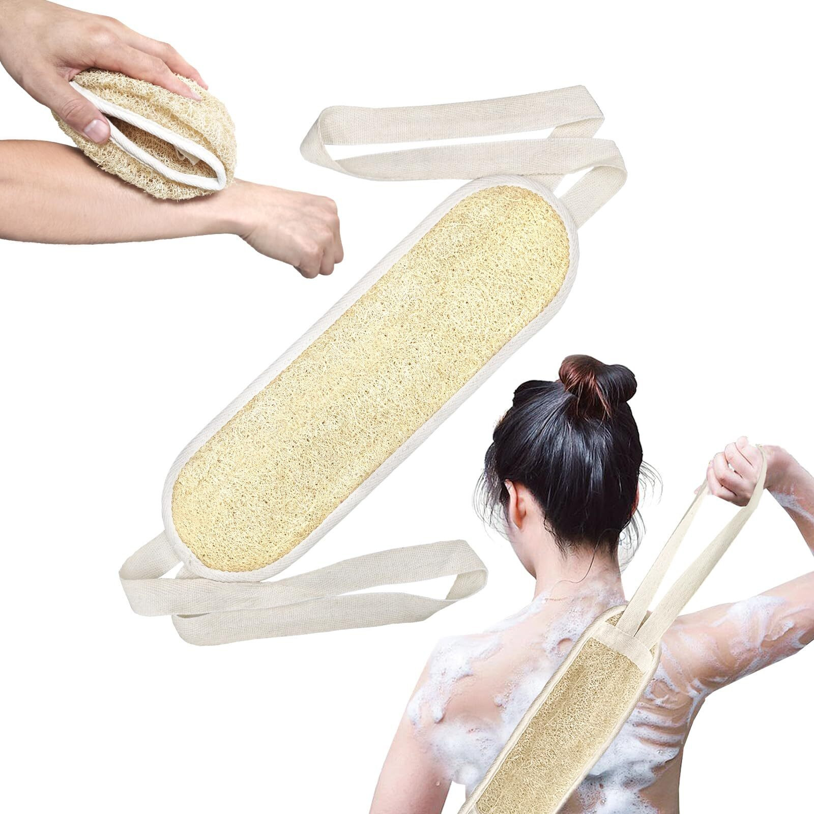 Natural Egyptian Loofah Body And Back Scrubbers For Use In Shower(1Pack),Real Egyptian Luffa Sponge For Women And Men,Deep Clean,Exfoliating,Rich Foam,Quick Drying