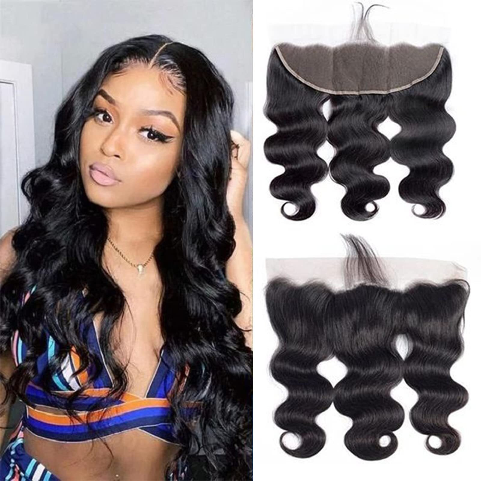 13X4 Lace Frontal Closure Body Wave 13X4 Ear To Ear Free Part Pre Plucked Body Wave Frontal Brazilian Human Hair 13X4 Lace Frontal Closure With Baby Hair 10 Inch