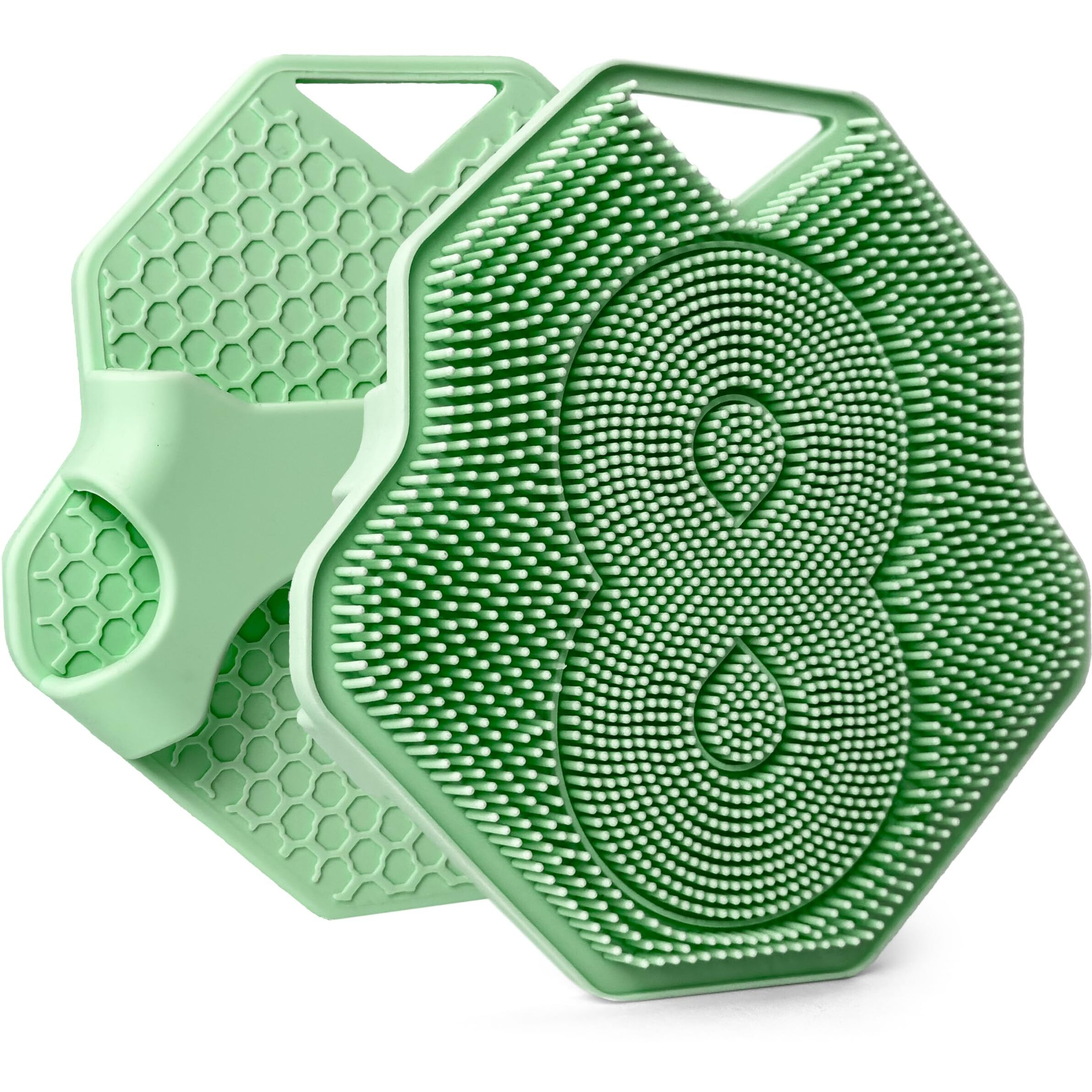 Lintach Shower Scrubbers For Men Shower Exfoliating Body Scrubber, Ergonomic Silicone Body Scrubber, Reusable, Hygienic Bath Loofah For A Smooth Skin, Mint