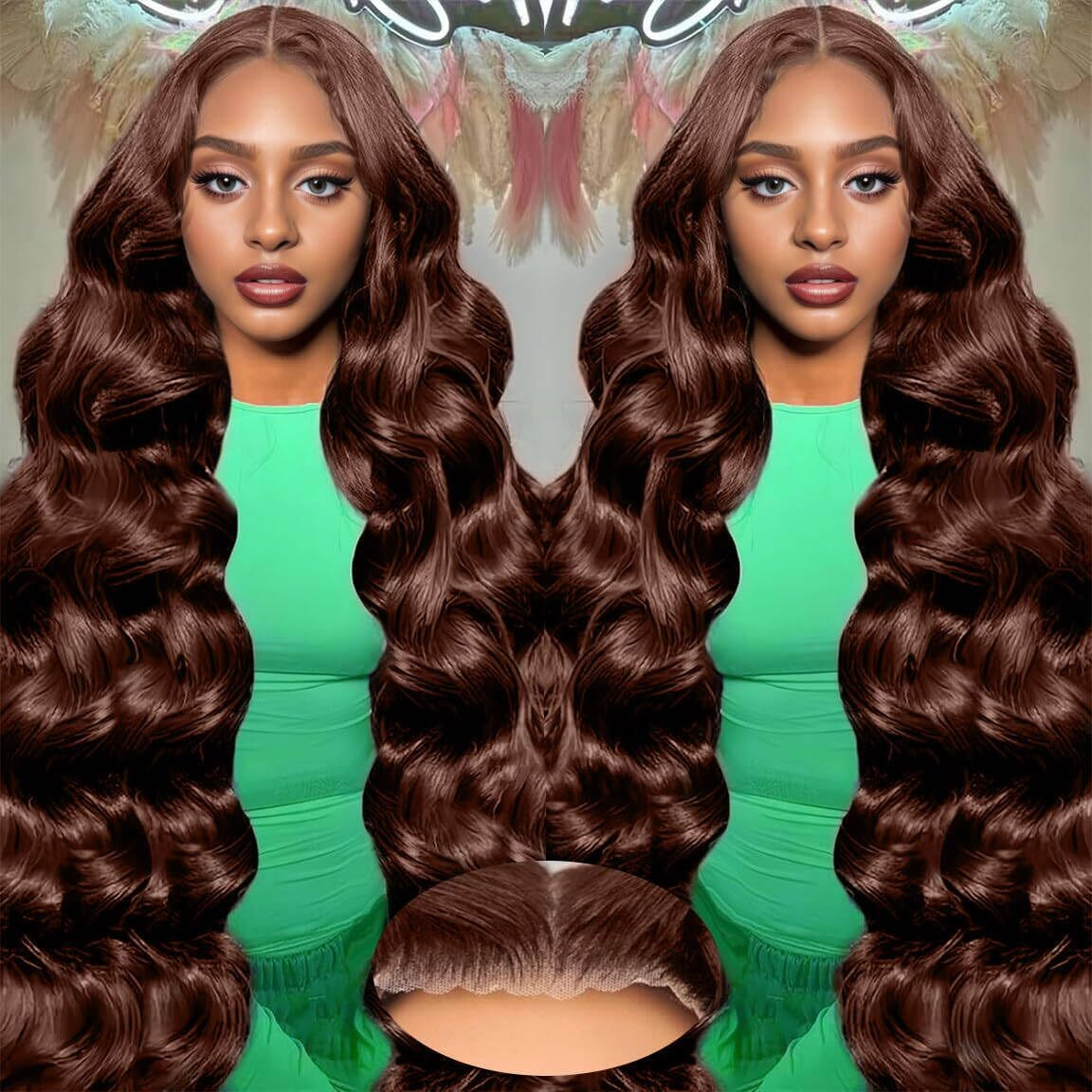 Glueless Wigs Human Hair Pre Plucked Pre Cut Brown 220% Density Chocolate Brown Glueless Wig Human Hair 7X5 Body Wave Lace Front Wigs Human Hair 32Inch 3 Seconds Ready To Wear