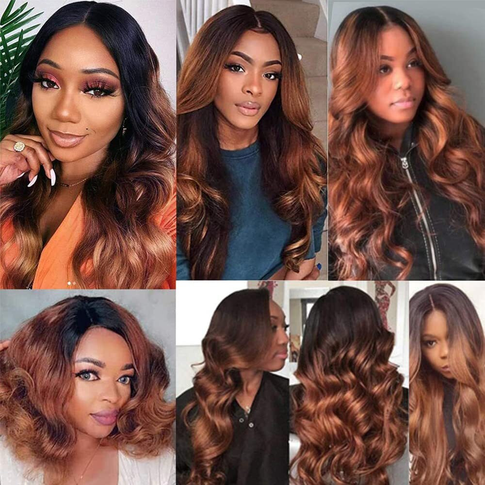 1B30 Ombre Brown Bundles Human Hair Body Wave 3 Bundles 14 16 18 Inch Unprocessed Brazilian Virgin Remy Dark Brown Body Wave Bundle Human Hair Extensions