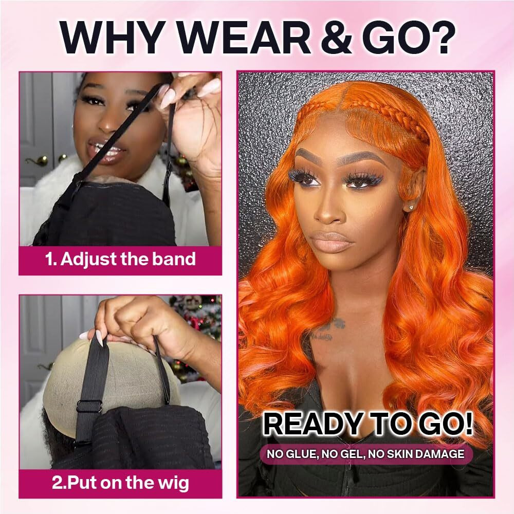 Ailwelia Ginger Glueless Body Wave Bob Wig Human Hair 200% Density 5X5 Hd Lace Closure Wigs For Black Women 350 Wear And Go Glueless Bob Wig Human Hair With Baby Hair 18 Inch
