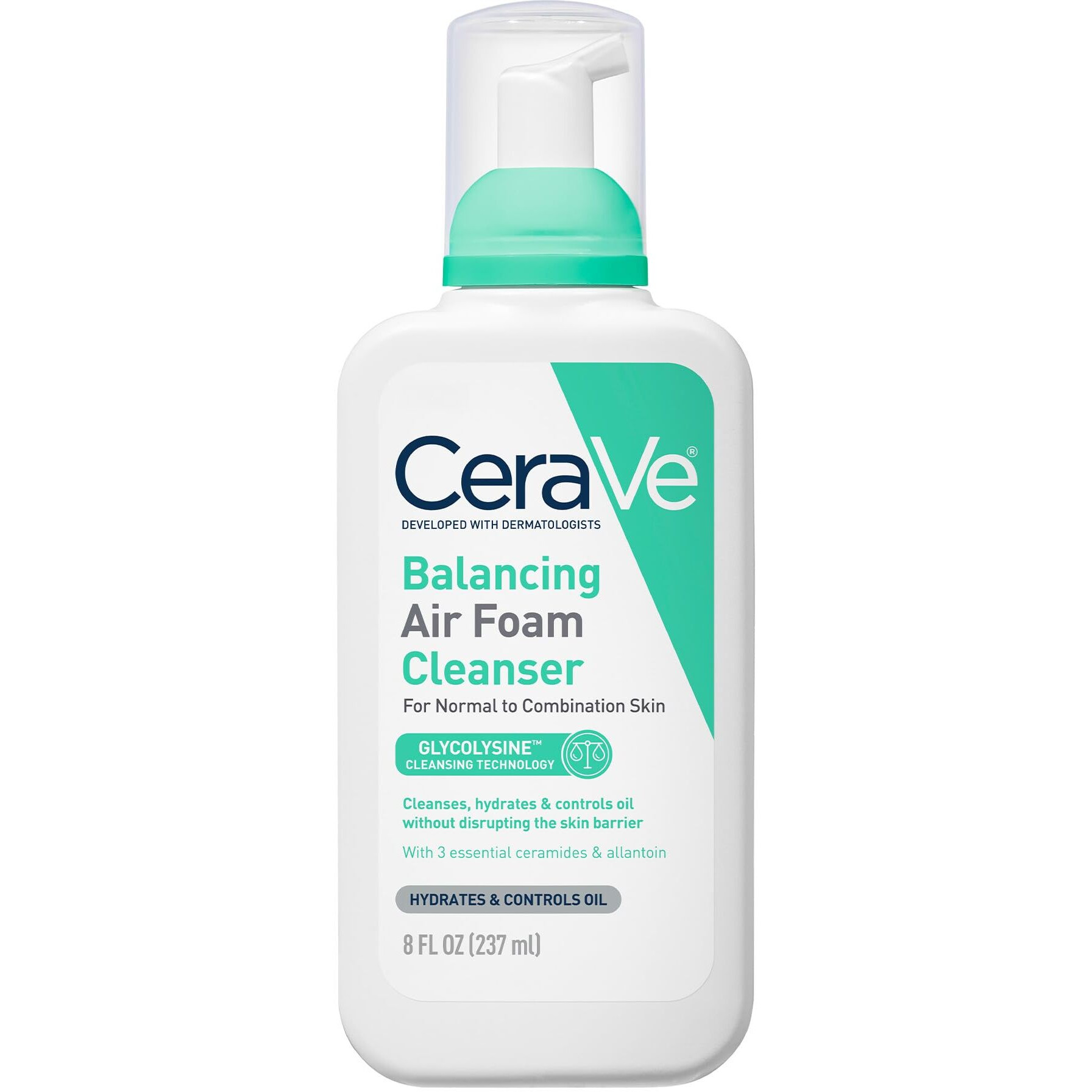 Cerave Balancing Air Foam Face Wash, Foaming Facial Cleanser For Combination Skin, 8Hr Oil Control + 24Hr Hydration, Fragrance-Free & Non-Comedogenic, With Glycolysine & 3 Essential Ceramides, 8Oz