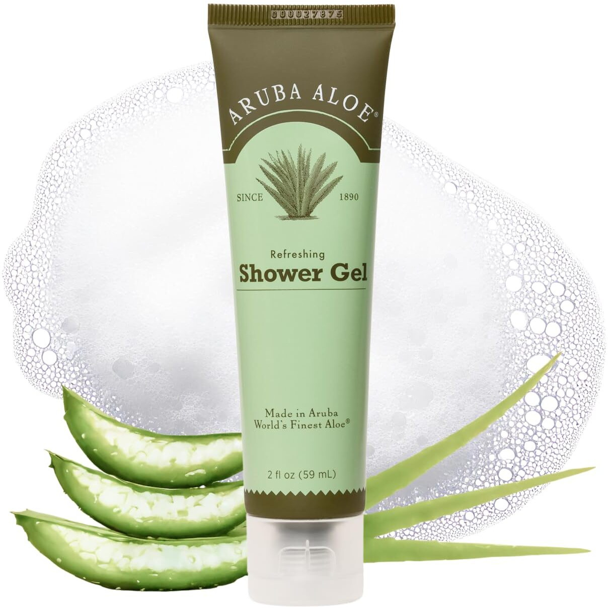 Aruba Aloe Refreshing Shower Gel - Gentle Cleansing, Soap-Free, Hydrating Formula - Suitable For Sensitive Skin - 2 Oz Tube