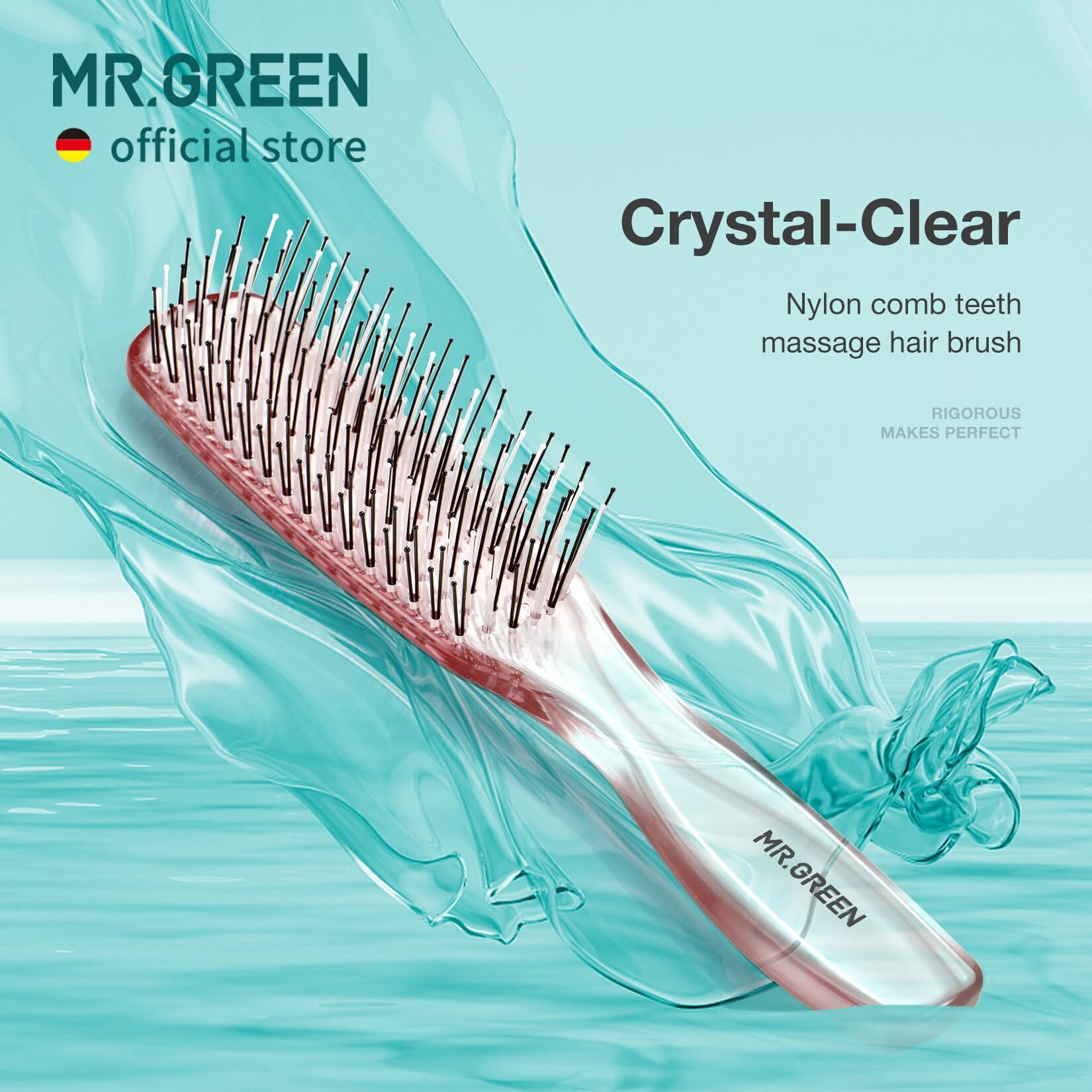 Mr.Green Hair Brush Crystal Scalp Massage Combs Volumizing Hair Styling Fine Tooth Detangling Tool For Long Wet Dry Hair Women Gift (Pink, Large)