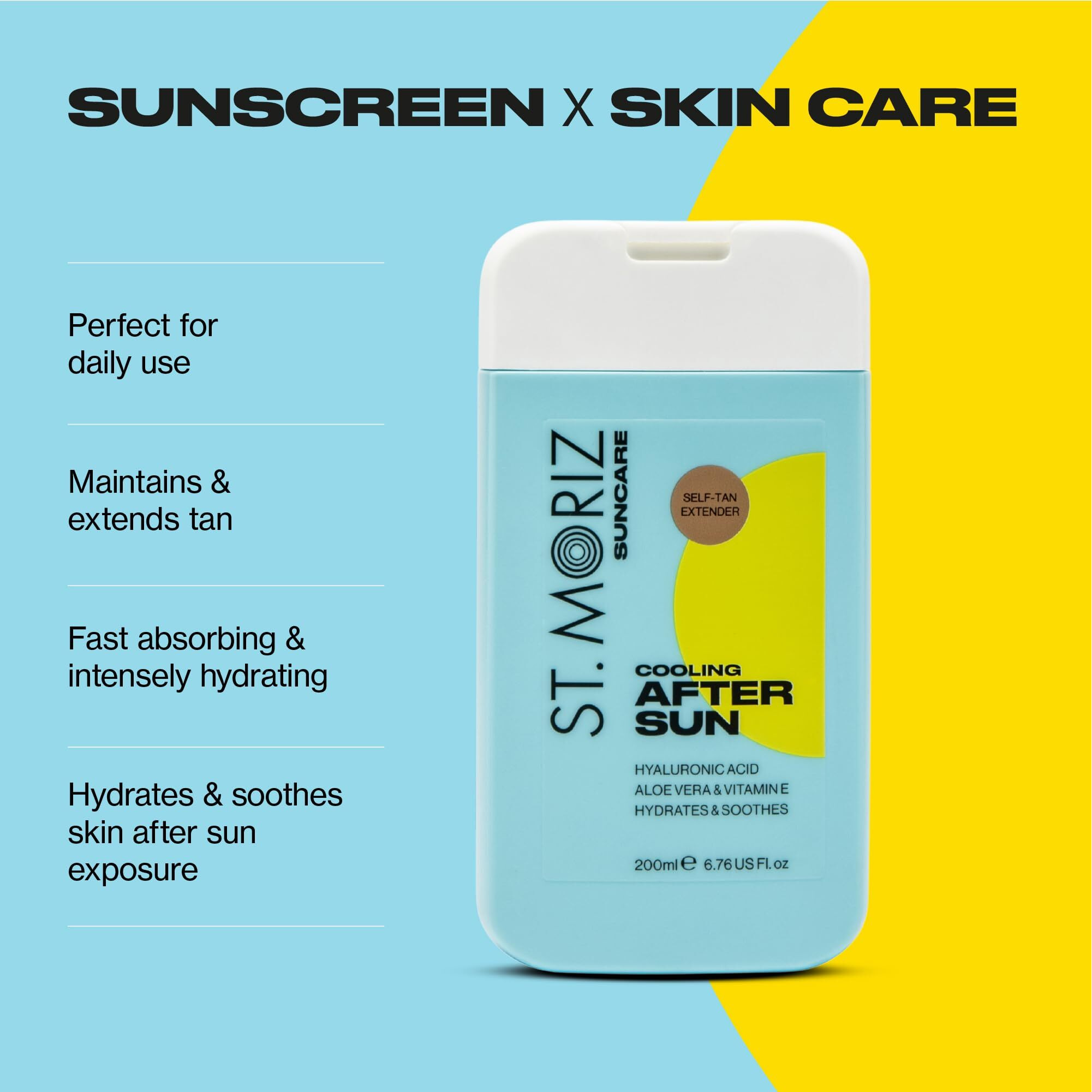 St Moriz Suncare Cooling After Sun Body Lotion With Self Tan Extender | After Sun Care Cooling Body Moisturiser With Hyaluronic Acid, Aloe Vera & Vitamin E | Vegan | 6.76 Fl. Oz