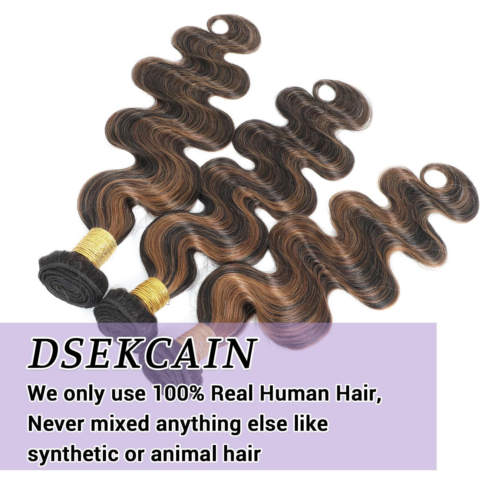 Dsekcain P1B/30 Human Hair Bundles Body Wave Highlight Brown Color Body Wave Bundle 100% Real Human Hair And True To Length 14 16 18 Inch 3 Pcs/Pack
