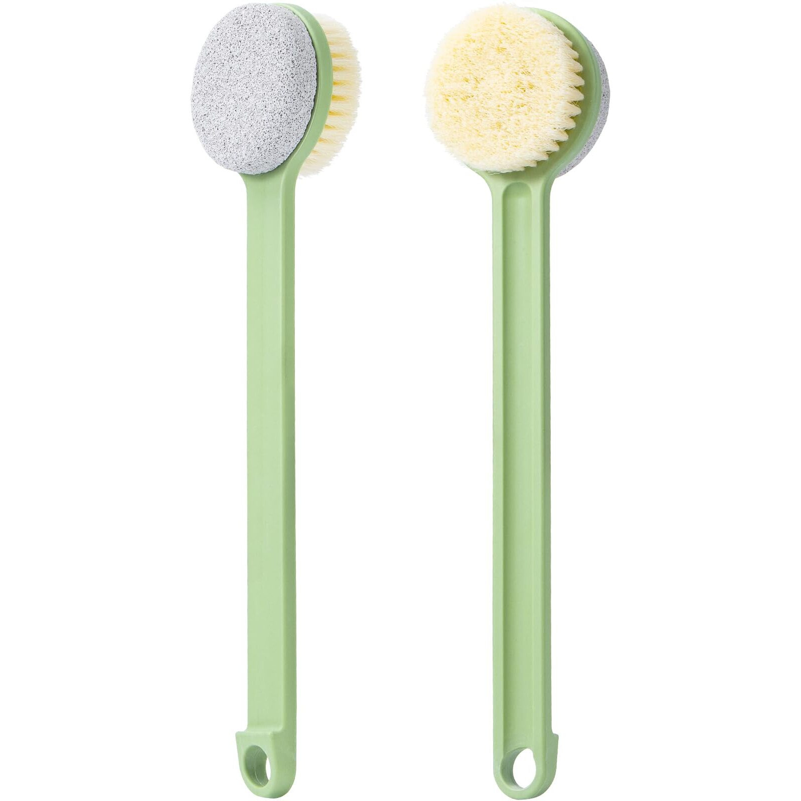 Beomeen Pumice Stone For Feet And Shower Brush With Long Handle 14"", Hard Skin Callus Remover, 2 In 1 Foot Scrubber Brush, Back Scrubber Body Brush For Shower Deep Cleansing And Exfoliating (Straight)