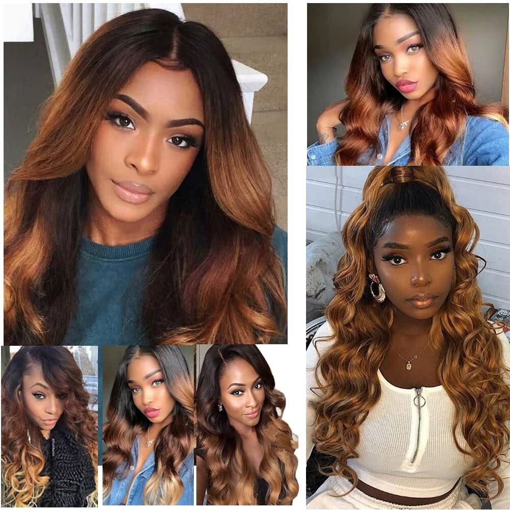 Brown Body Wave Bundles Human Hair 1B/30 Human Hair Bundles 24 26 28 Inch Ombre Bundle Soft And Healthy Unprocessed Brazilian Remy Hair Extensions Double Weft Deals