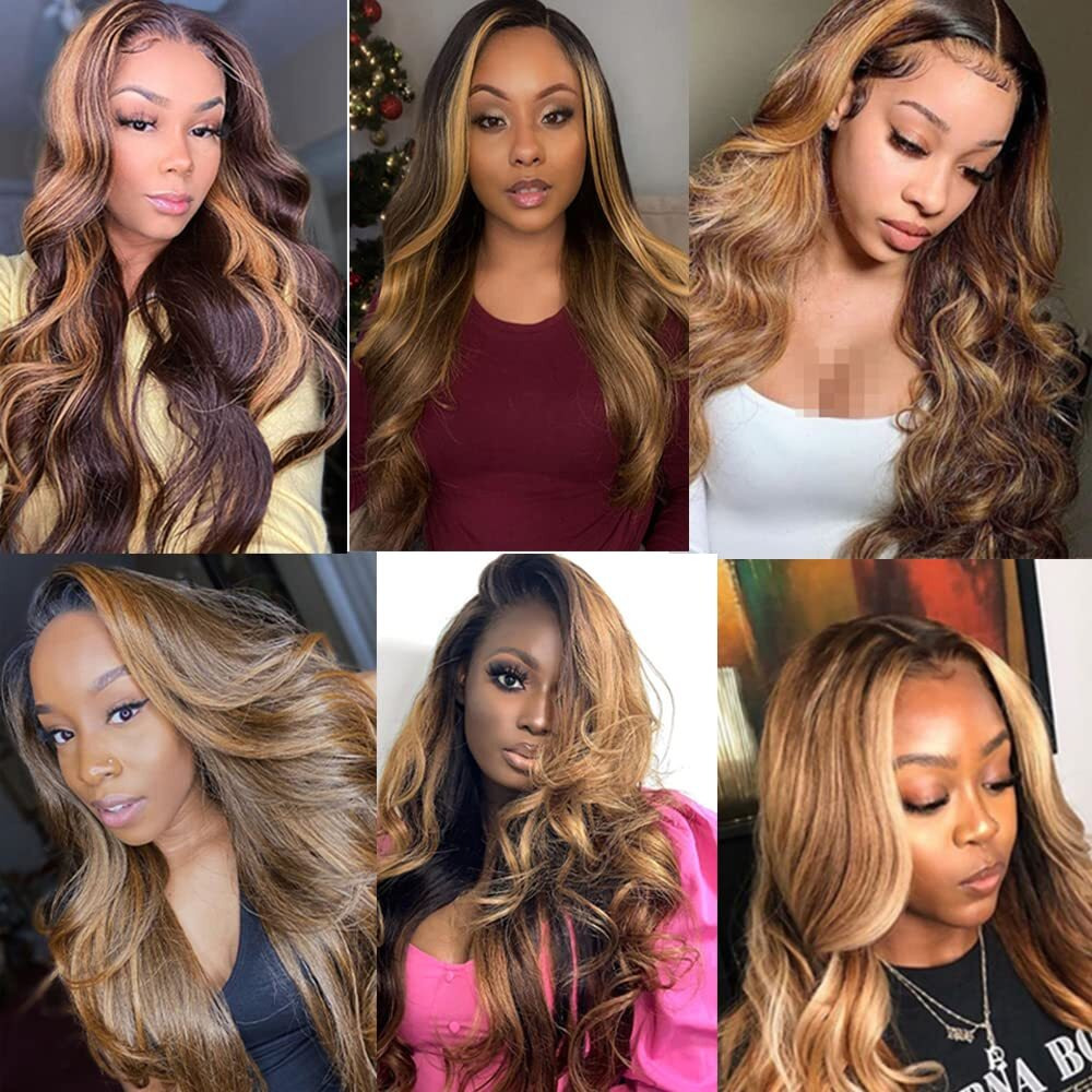 4/27 Human Hair Bundles 30 32 34 Inch Ombre Body Wave Bundles Unprocessed Brazilian Remy Hair Extensions Soft And Healthy Honey Blonde Highlight Bundle