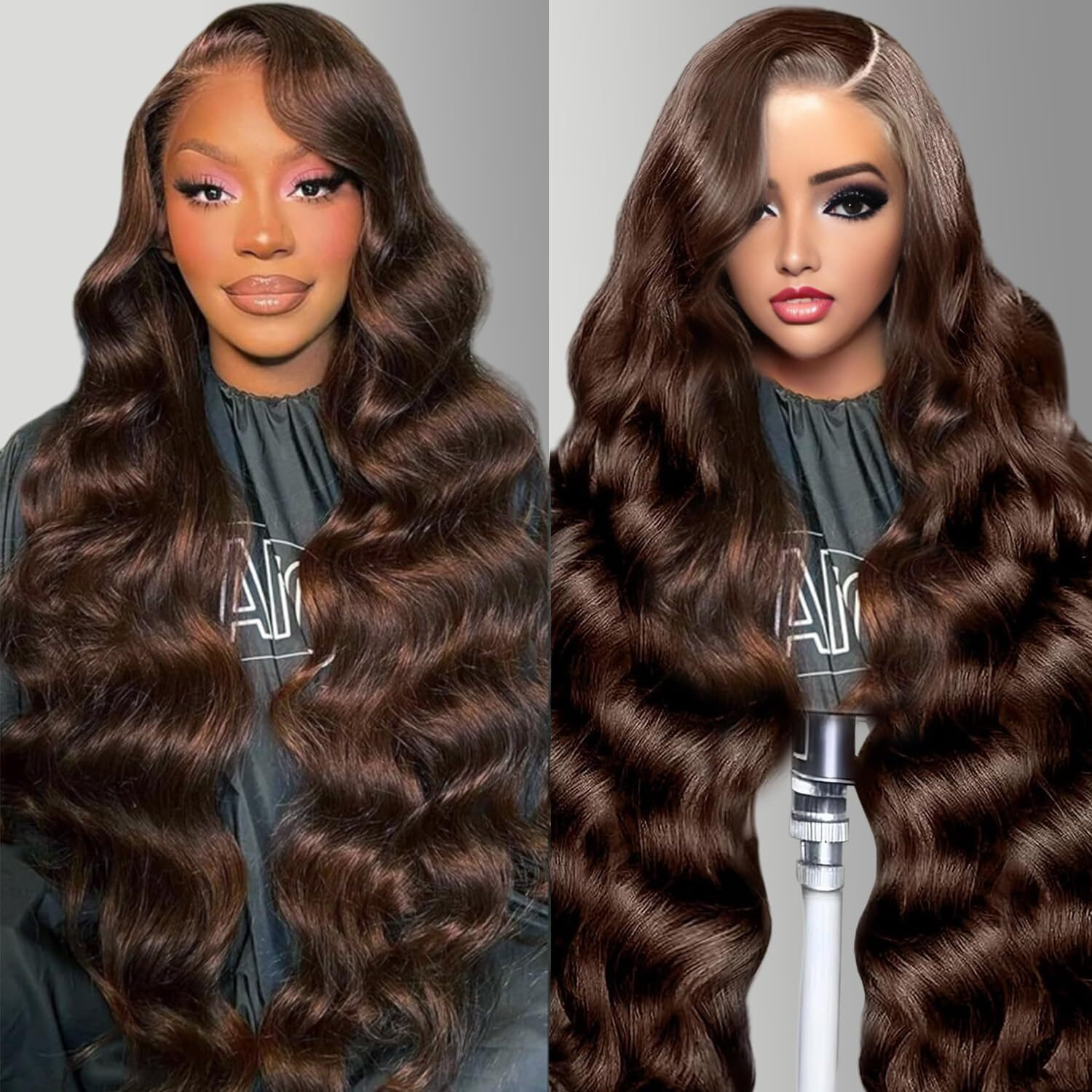 Qgvqgv Chocolate Brown Lace Front Wig 13X6 Body Wave Lace Front Wigs Human Hair Pre Plucked 200 Density Hd Lace Frontal Wigs Human Hair 4 Colored Glueless Frontal Wigs For Women 34 Inch