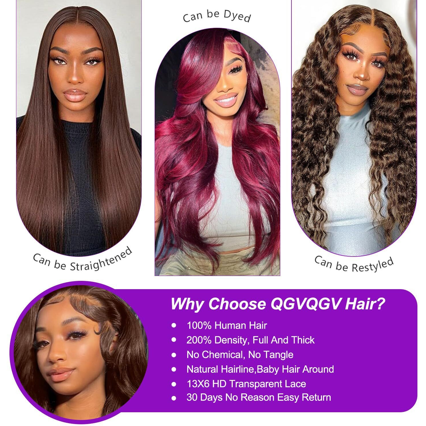 Qgvqgv Chocolate Brown Lace Front Wig 13X6 Body Wave Lace Front Wigs Human Hair Pre Plucked 200 Density Hd Lace Frontal Wigs Human Hair 4 Colored Glueless Frontal Wigs For Women 34 Inch