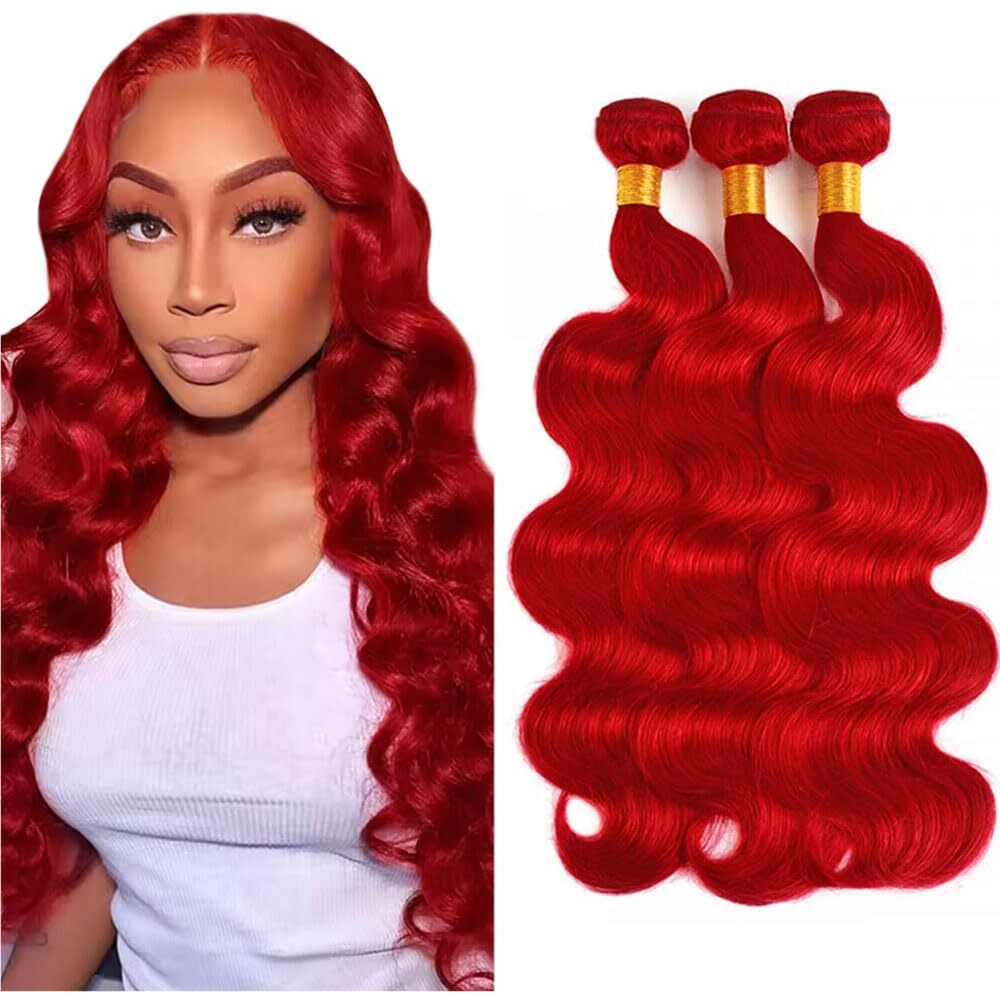 Burgundy Bundles Human Hair Body Wave Bundles 14 14 14 Inch Unprocessed Brazilian Virgin Remy Hair 3 Bundles Light Red Body Wave Human Hair Extensions