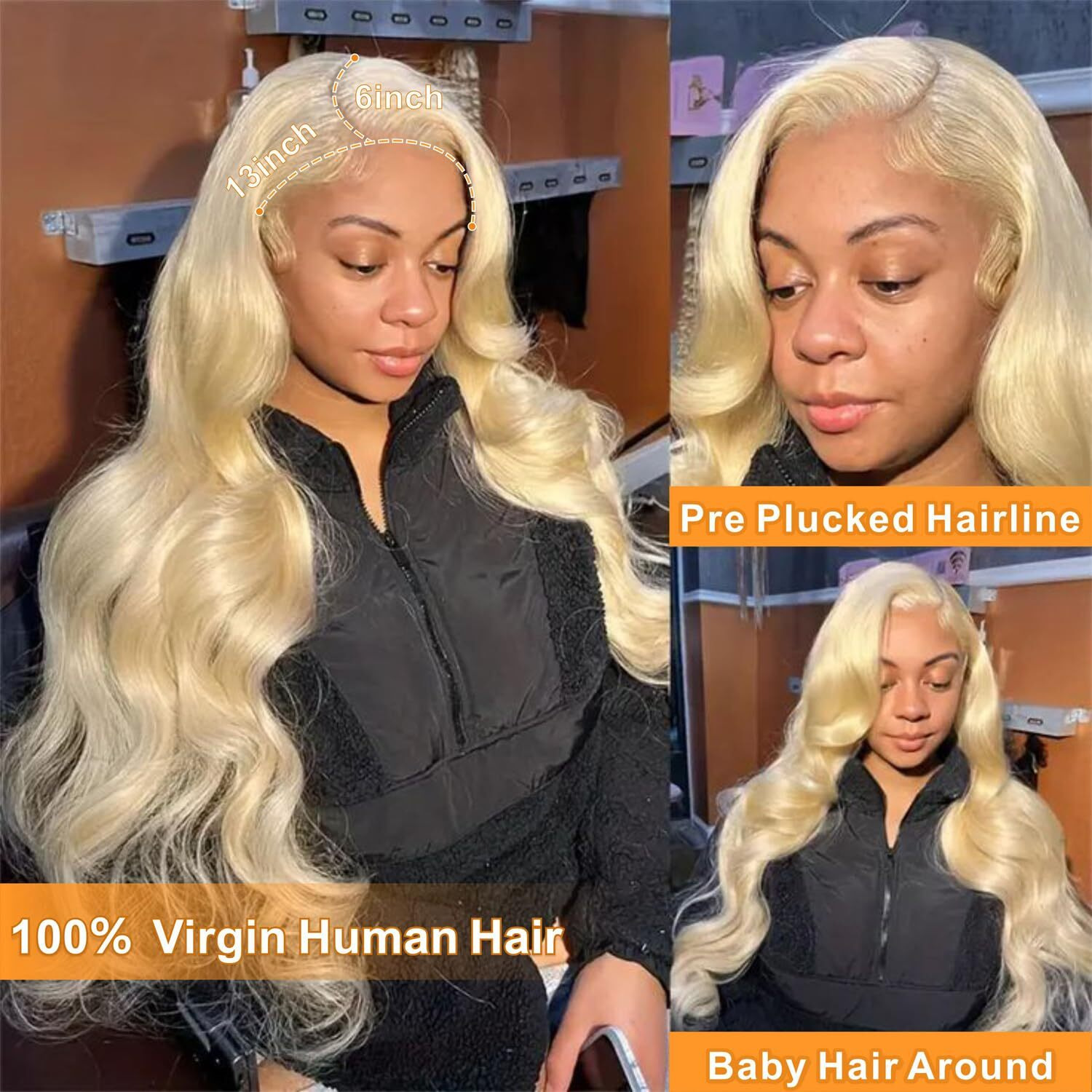 Maruol 36 Inch 613 13X6 Lace Front Wig Human Hair Blonde Wig Body Wave Hd Transparent Lace Frontal Wigs For Black Women 180% Density Glueless Wigs Pre Plucked With Baby Hair