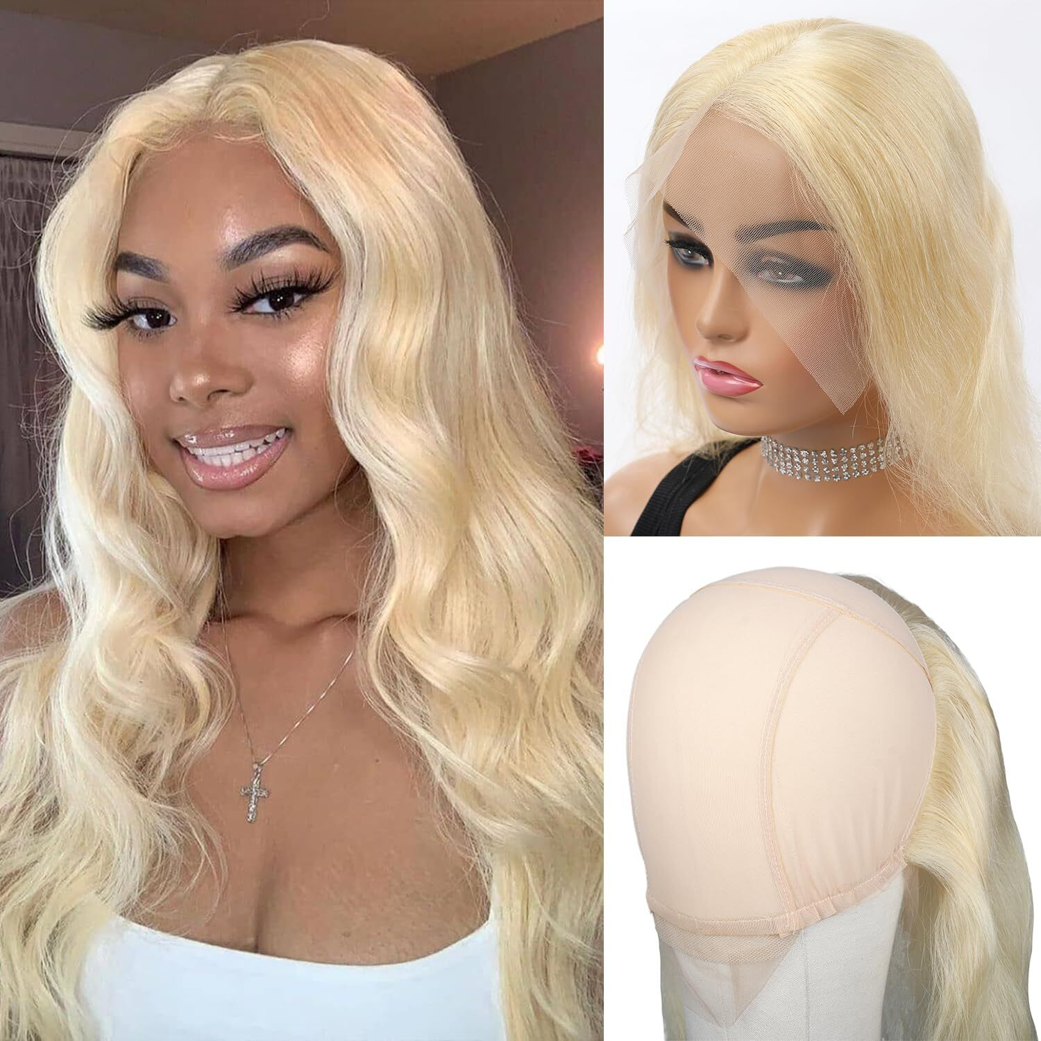 Einbeauty Pre-Sewn 13X4 Frontal Hd Lace With Elastic Cap - Body Wave Human Hair Frontal With Baby Hair, Bleach & Dye Friendly, Beginner Friendly 22 Inch 613 Blonde