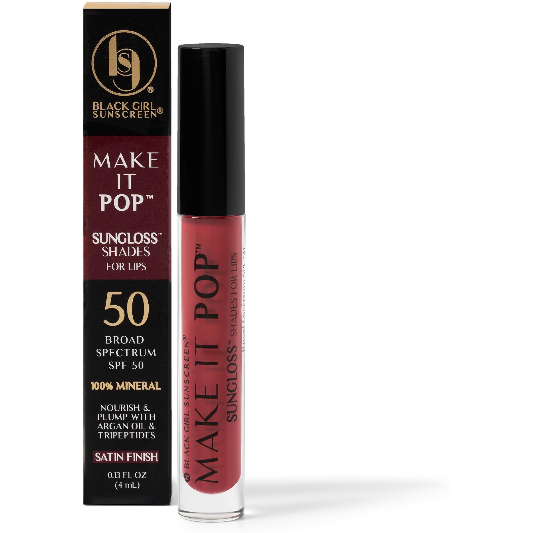 Blackgirlsunscreen Black Girl Sunscreen - Make It Pop Sungloss - Revolutionary Sun Protection And Gloss In One - Spf 50 (Cherry Noir)