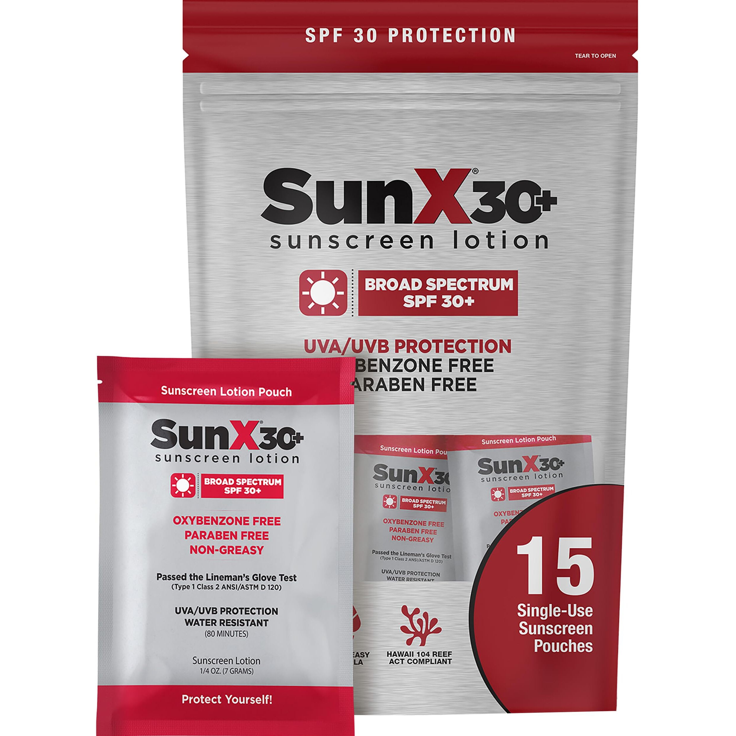 Coretex Sun X 30+ Spf Broad Spectrum Sunscreen Packets With Resealable Travel Bag - Pack Of 15 Paraben, Oxybenzone, Octinoxate, & Oil Free Sunscreen - Water & Sweat Resistant Up To 80 Minutes