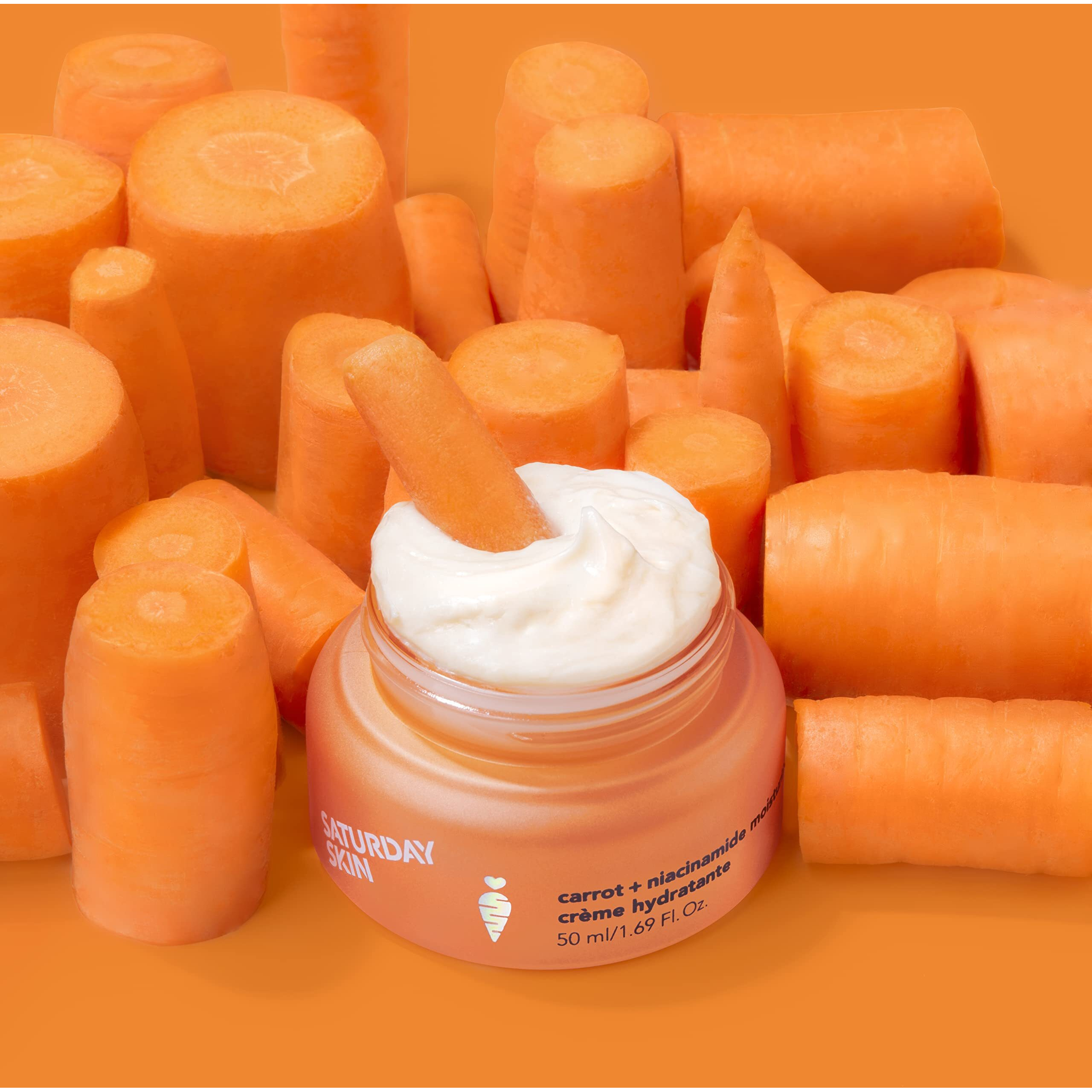 Saturday Skin Face Moisturizing Cream With Carrot, Niacinamide, Ceramides & Centella Asiatica, Peptide, Paraben-Free, Sulfates-Free, Fragrance-Free, Anti Wrinkle Facial Cream(1.61 Ounce)