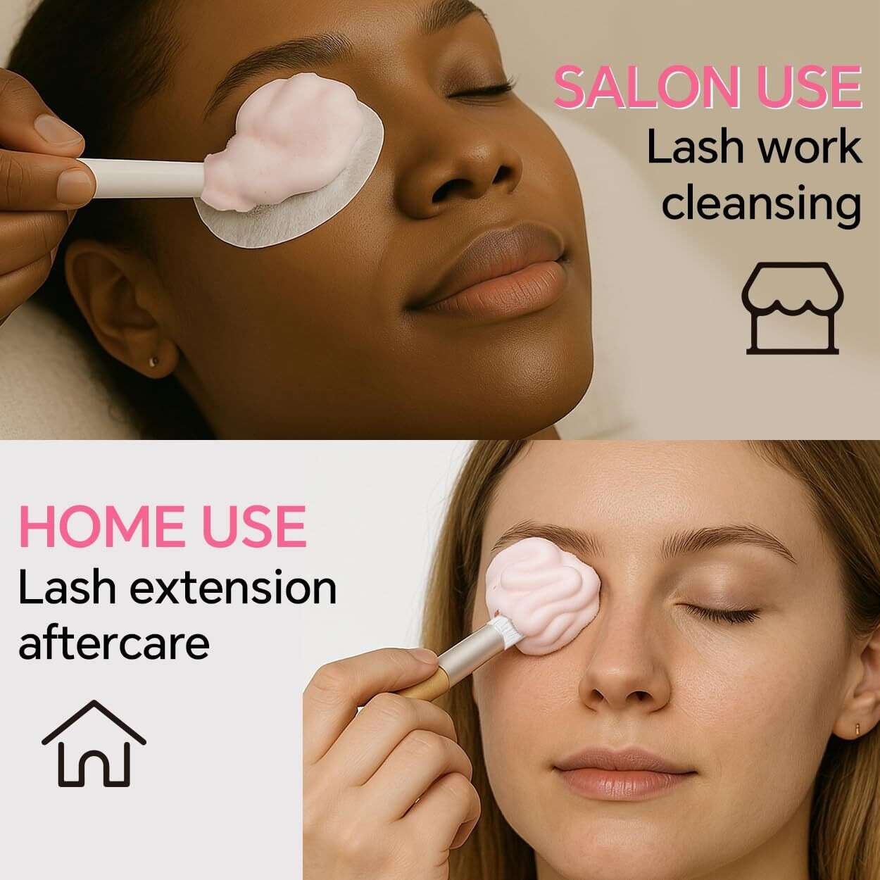 Whipped Lash Cream Shampoo Foam Cleanser | Eyelash Extension Cleaning Bath Kit | Salon & Home Use 100Ml Strawberry Pink