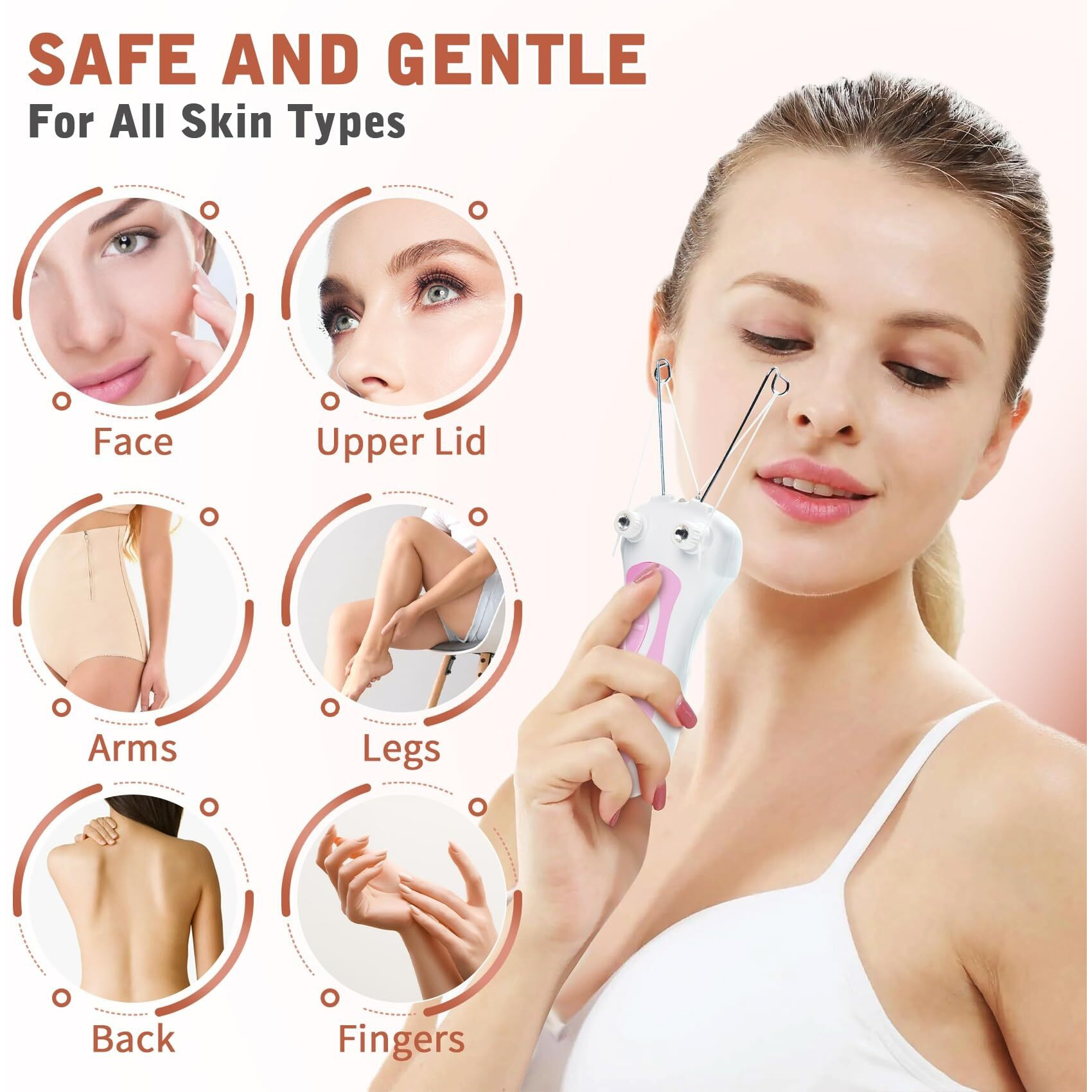 Women Facial Threading Hair Removal, Usb Rechargeable Electric Beauty Epilator Trimmer Cotton Threading For Women, Chin, Lip, Arms, Legs, Cotton Thread