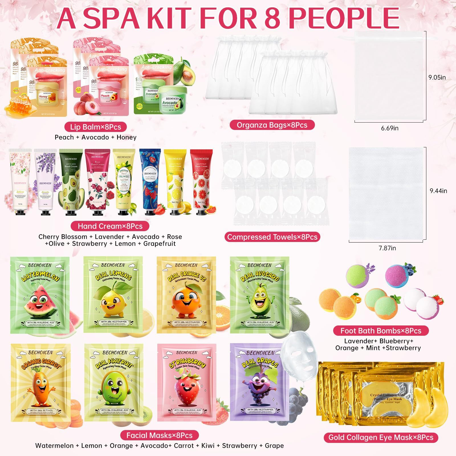 56Pcs Spa Party Supplies Set,Including 8 Spa Kits With Facial Masks Eye Patches Hand Cream Lip Balm Foot Bath Bombs,Ideal Gift For Sleepover,Spa Day,Slumber & Birthday Party Favors