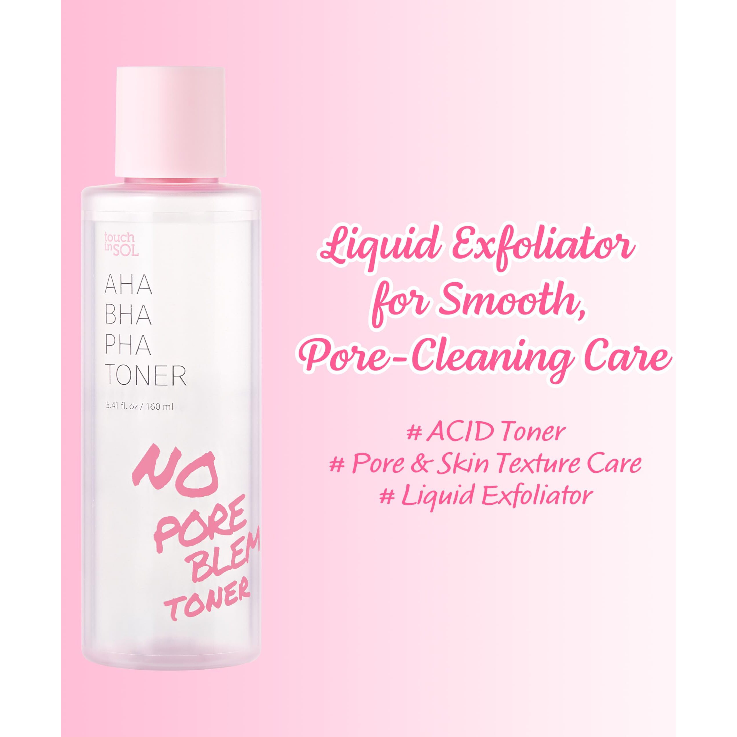 Touch In Sol No Poreblem Aha Bha Pha Toner - Glycolic & Salicylic Acid Liquid Exfoliator - Makeup Prep & Pore Cleanser - Exfoliate, Soothe & Refresh Skin For Brighter Complexion
