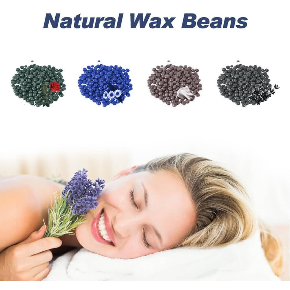 Waxing Kit - Portable Wax Heater For Hair Removal With 5 Pack Hard Wax Beans For Women And Men, Wax Warmer Kit - Suitable For Different Types Of Hair, Eyebrow, Facial, Armpit, Bikini (White)