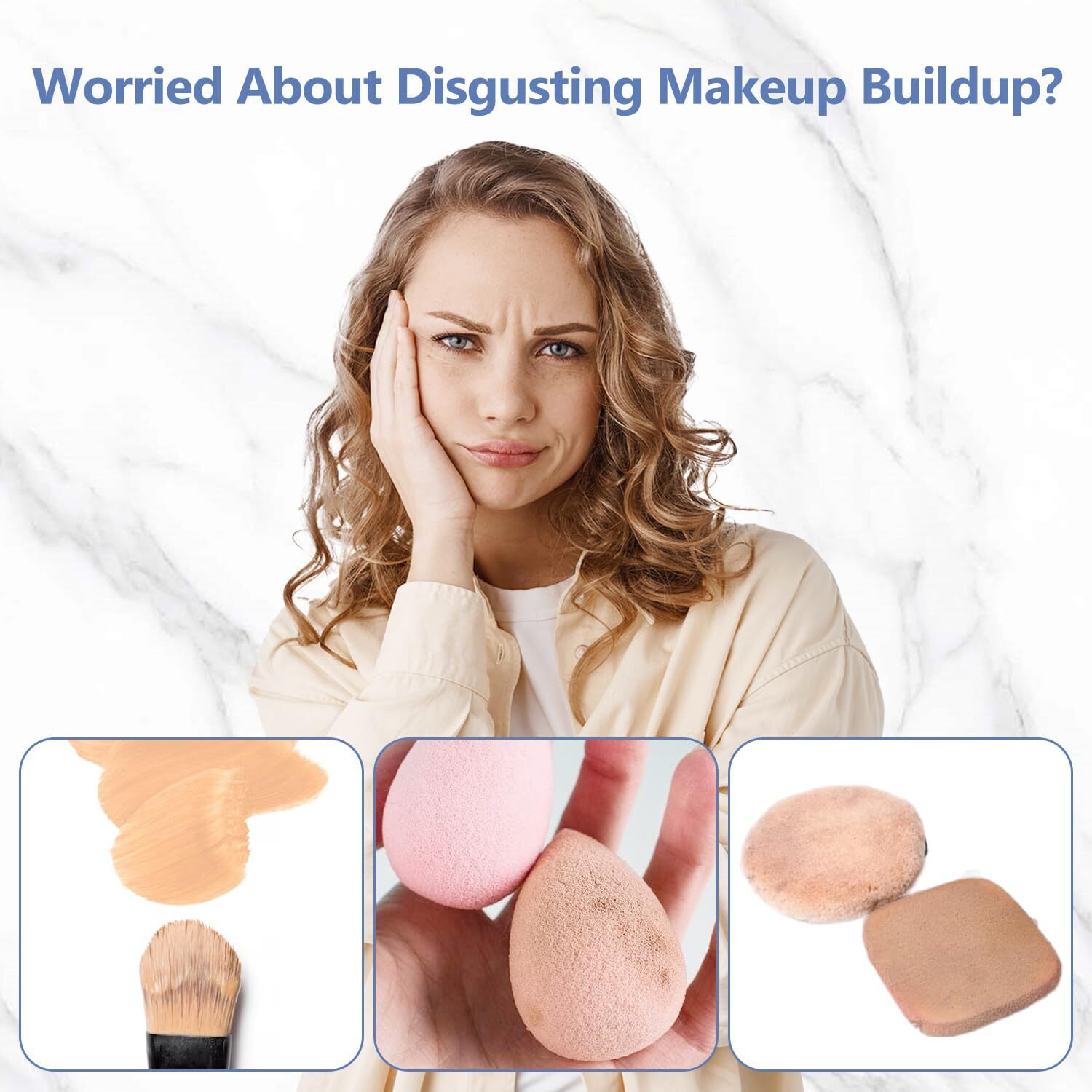 Alyfini Makeup Brush & Sponge Shampoo, Ultra Concentrated, Deep Clean Foundation/Lipstick, Professional Cleanser Solution, Efficient Dissolves Residue On Make Up Brushes/Sponges/Puff, 5.1 Fl Oz/150Ml