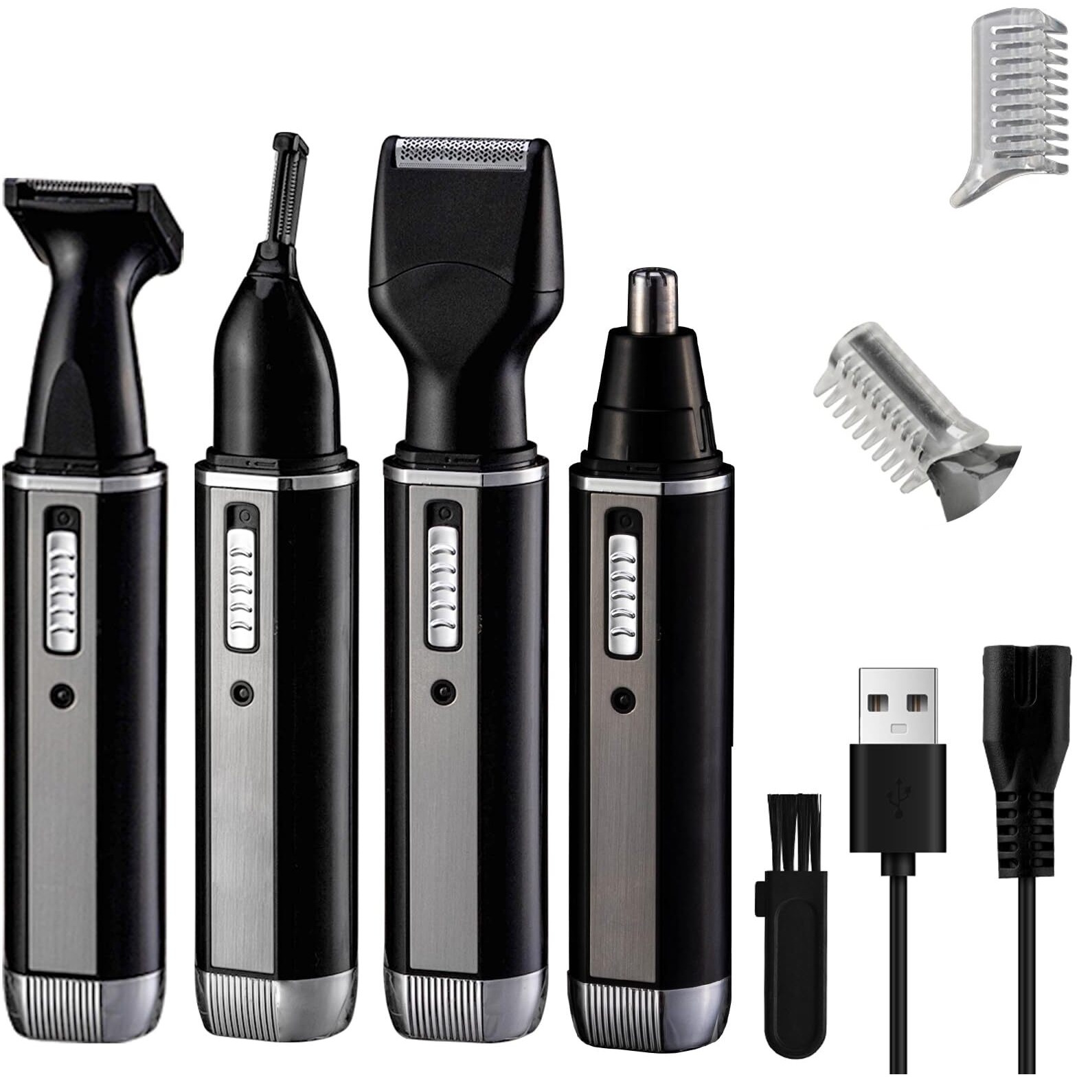 Nose Hair Trimmer For Women And Men, 4-In-1 Facial Hair Removal Trimmer Professional Eyebrow & Facial Hair Trimmer, Rechargeable Portble Waterproof Face Shaver Razor For Nose Ear Eyebrow Set