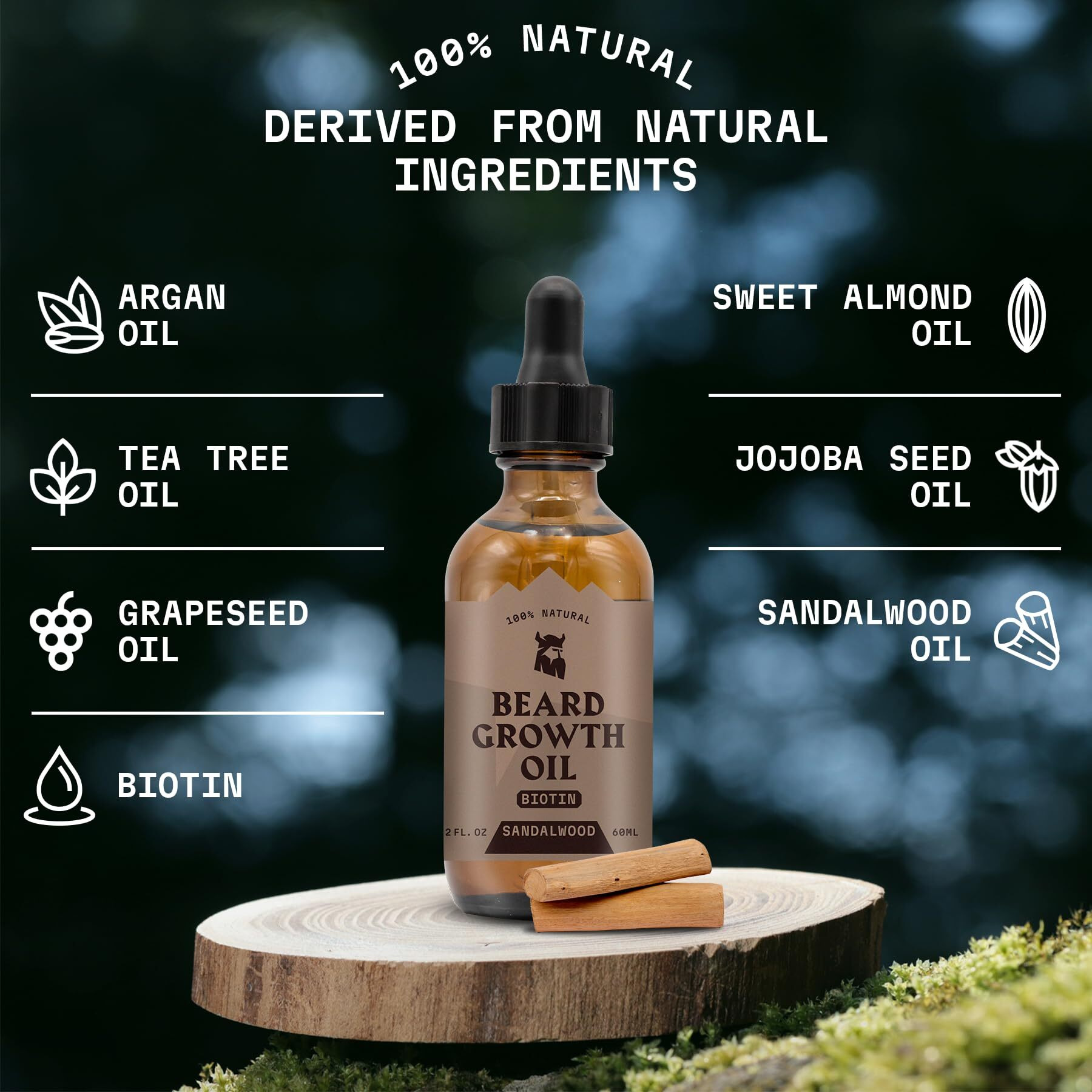 Striking Viking Beard Growth Oil With Applicator For Men - Vanilla Scent - 1 Fl Oz Beard Oil Kit For Thicker & Conditioned Beard & 1 Applicator - Facial Hair Serum With Argan & Jojoba Oil