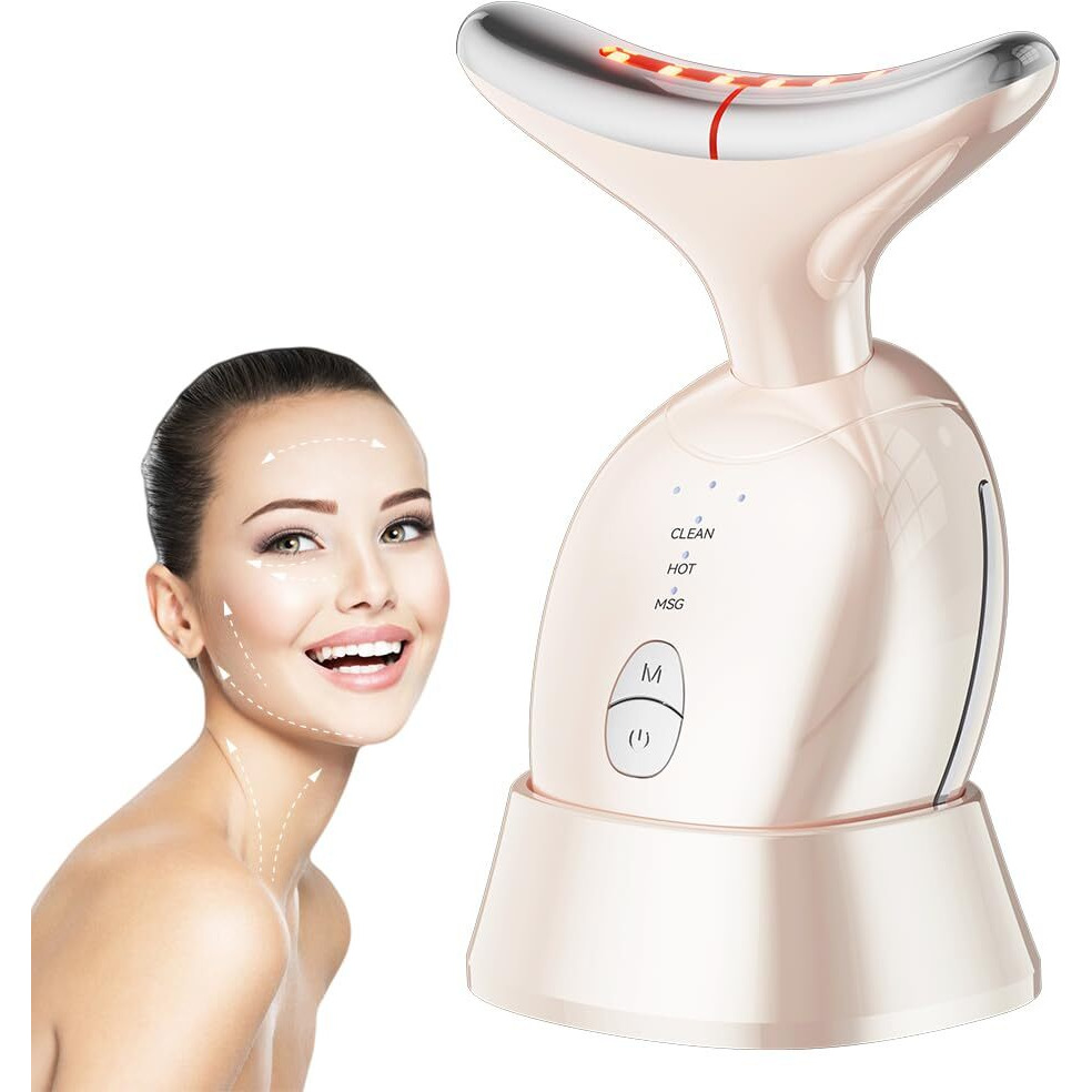 Facial Neck Massager, Multifunctional Face Massage Device, Face Sculpting Tool, Pink