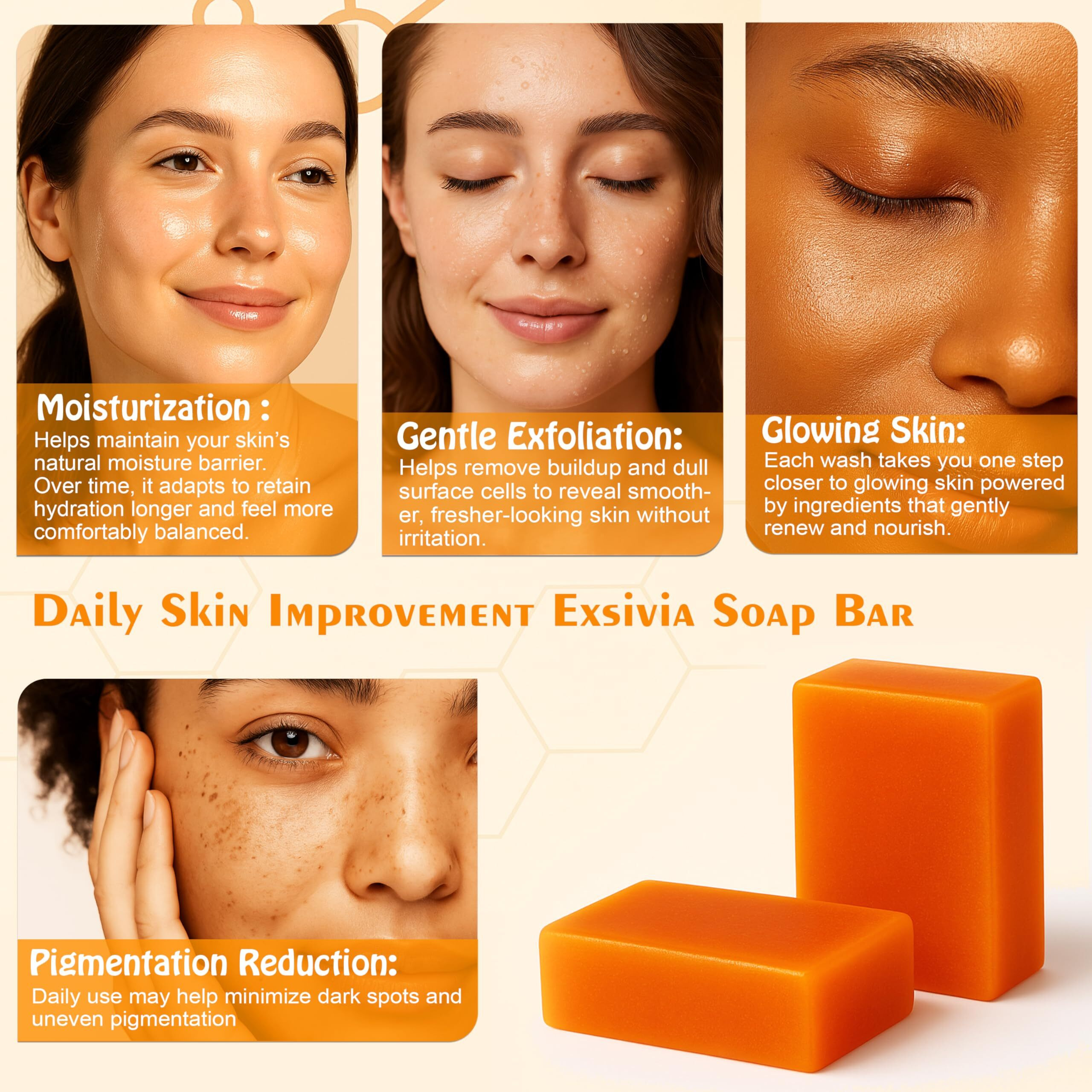 Exsivia Kojic Acid & Turmeric Dark Spot Corrector Soap Bar With Vitamin C Hyaluronic Acid, Shea Butter & Rosehip Oil, Original Korean Kojic Complex Balancing Cleanser For All Skin Types (3)