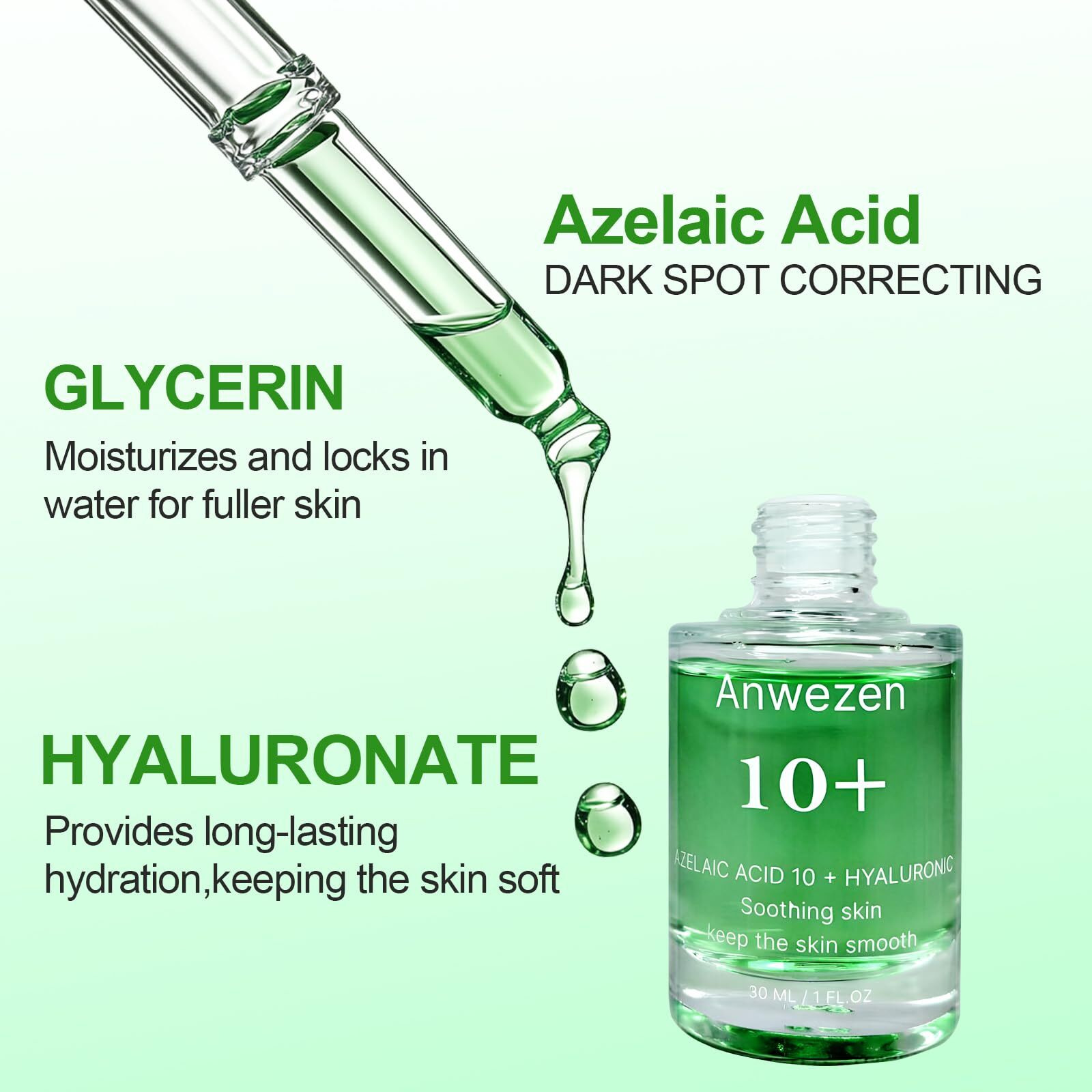 Azelaic Acid For Face Serum,Facial Serum For Sensitive Skin, Hyaluronic Acid, Niacinamide,Korean Skincare (30Ml/1.01 Fl Oz.)