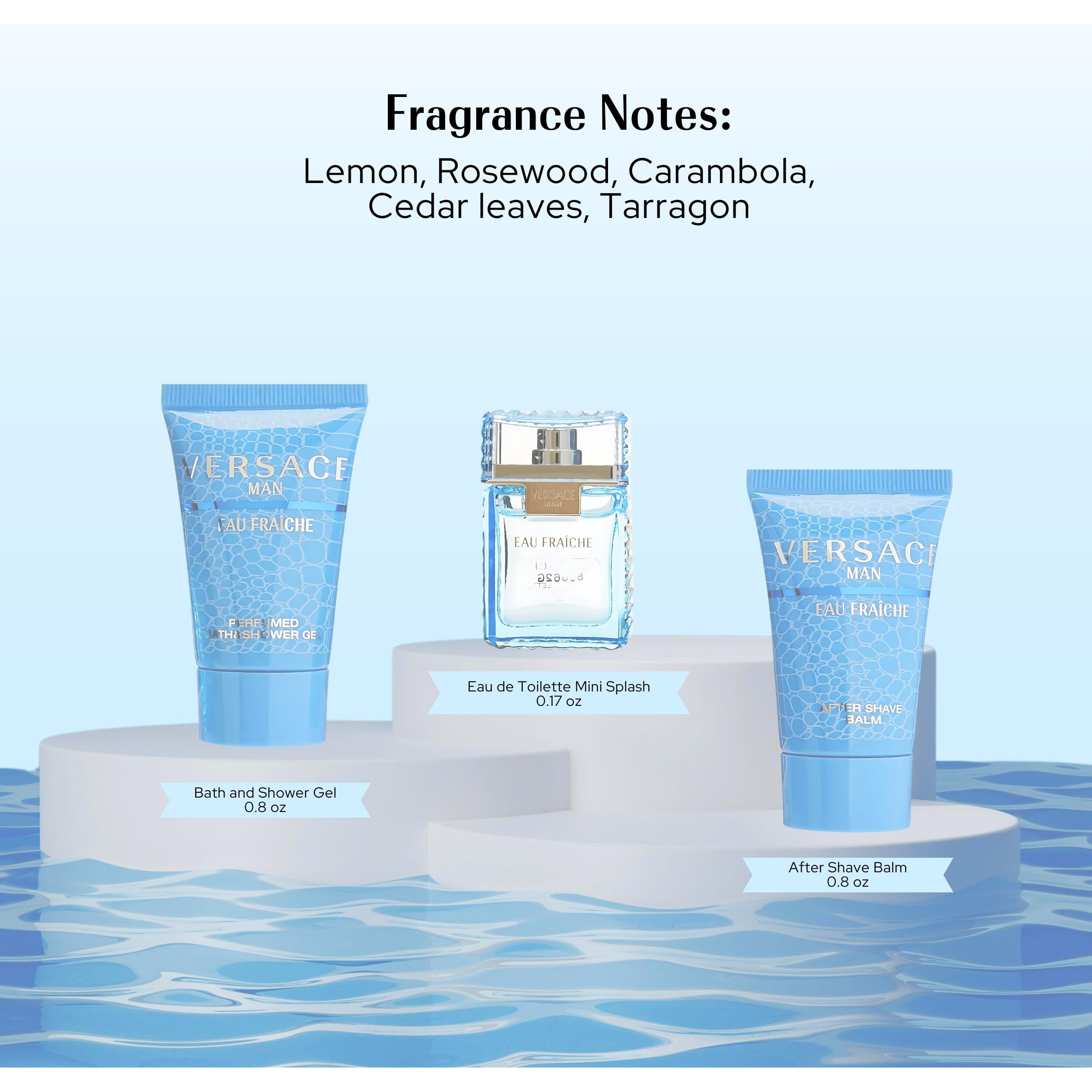 Versace Man Eau Fraiche By Gianni Versace For Men Edt .17 Oz Mini & After Shave Balm .8 Oz Mini & Shower Gel .8 Oz Mini